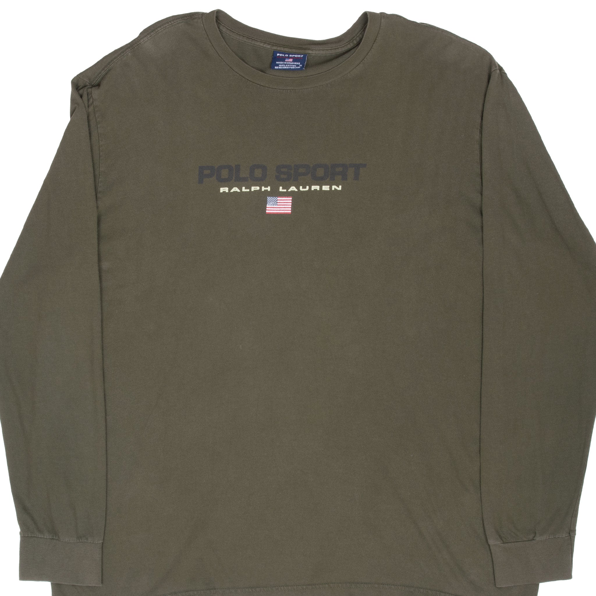 Vintage Ralph Lauren Polo Sport Green Long Sleeve Tee Shirt 1990S Size XL