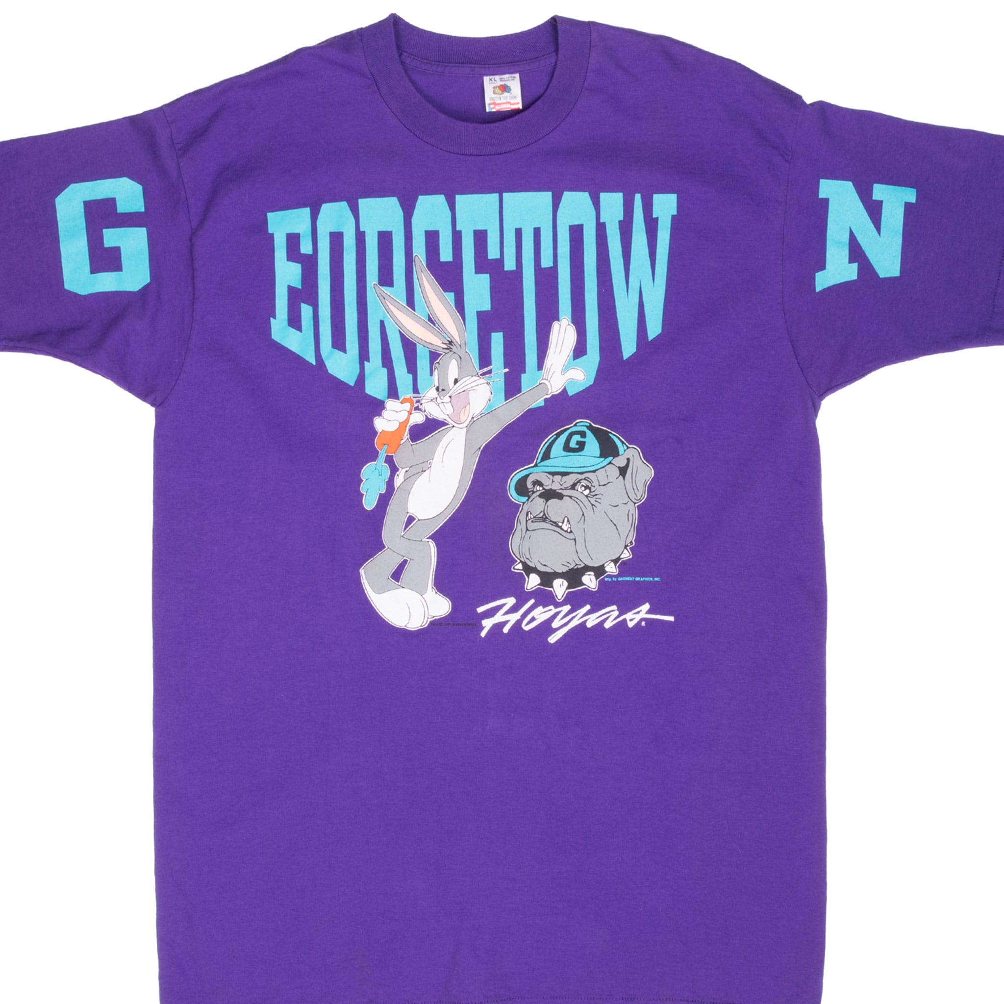 Vintage Georgetown University Hoyas Looney tunes With Bugs Bunny 1990S Tee Shirt Size Large Made In Usa With Single Stitch Sleeves