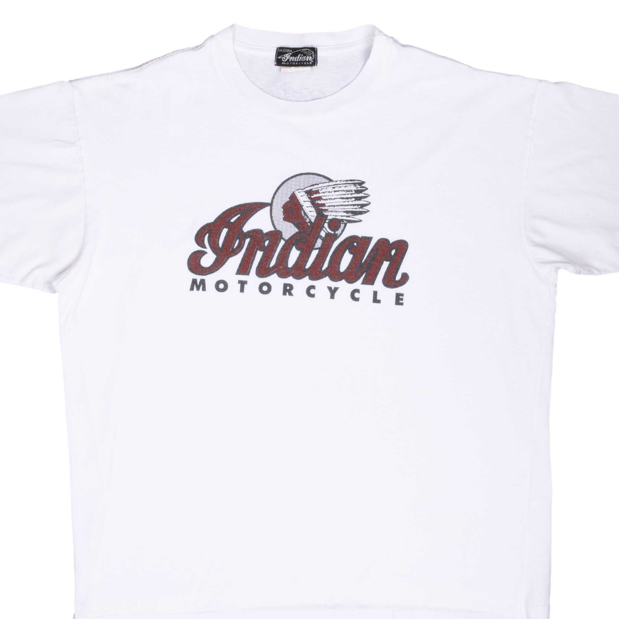 Vintage Indian Motocycle Biker Tee Shirt 1990S Size 2XL With Single Stitch Sleeves