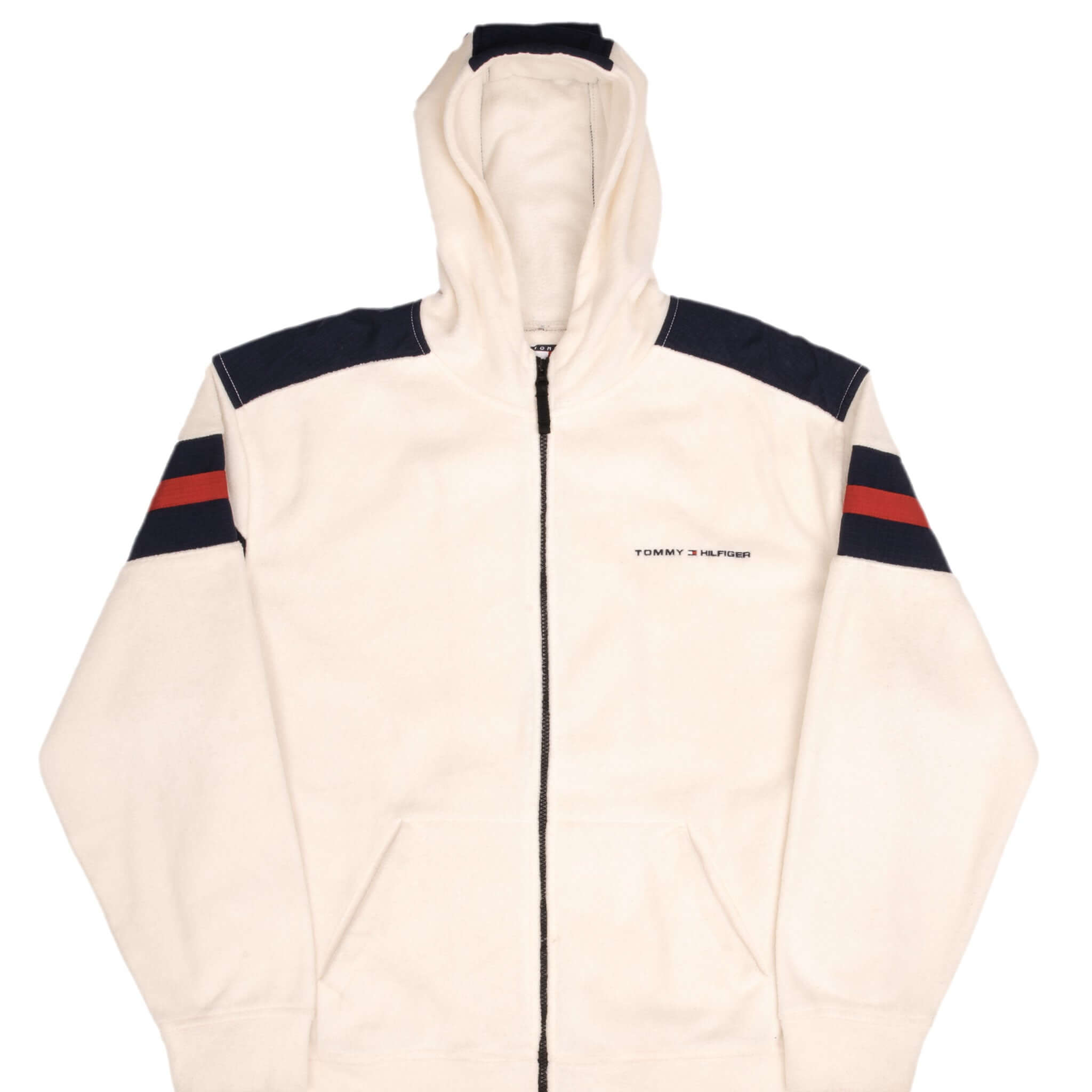 Vintage Tommy Hilfiger Beige Creme Hooded Jacket 1990S Size Large