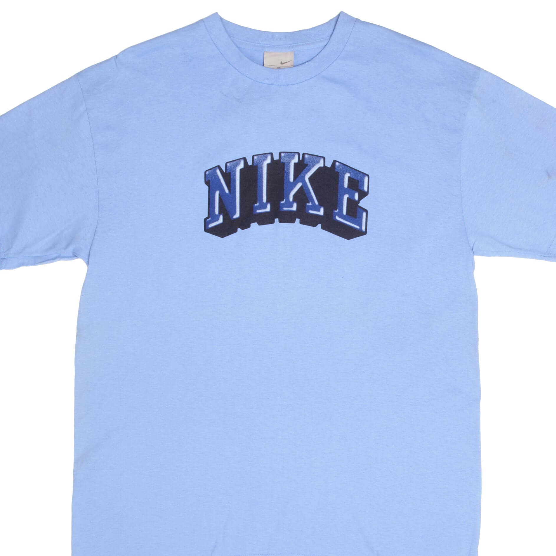 Vintage Nike Spell Out Light Blue Tee Shirt 2000s Size Medium Deadstock