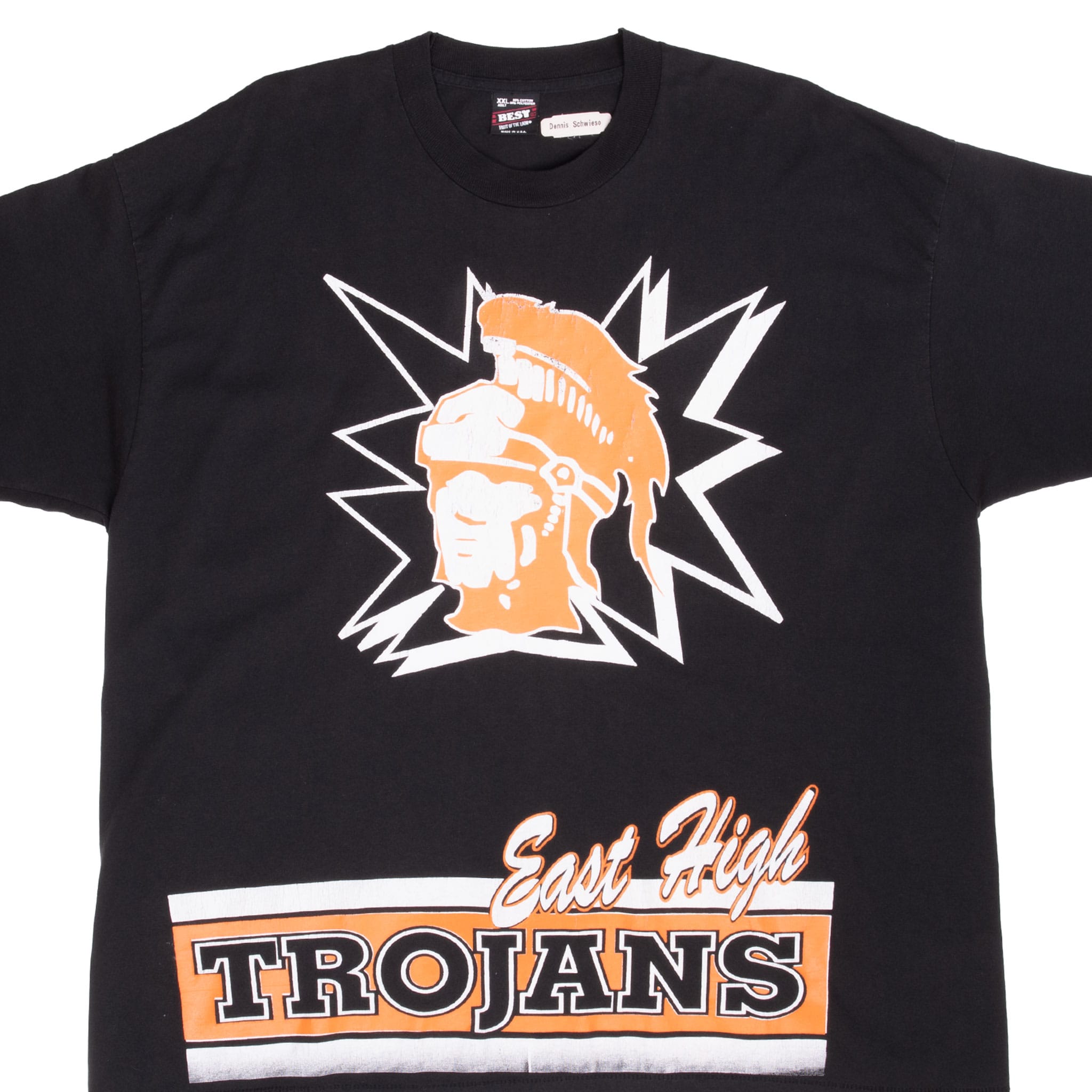 Vintage East High Trojans Tee Shirt 1990S Size 2Xl Made In Usa With Single Stitch Sleeves