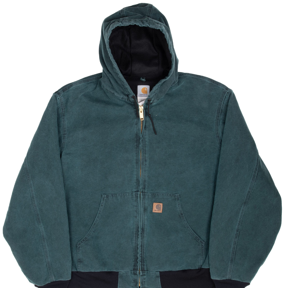 Vintage Carhartt Green Active Hooded Jacket J150Htg 1990S Size 2XL