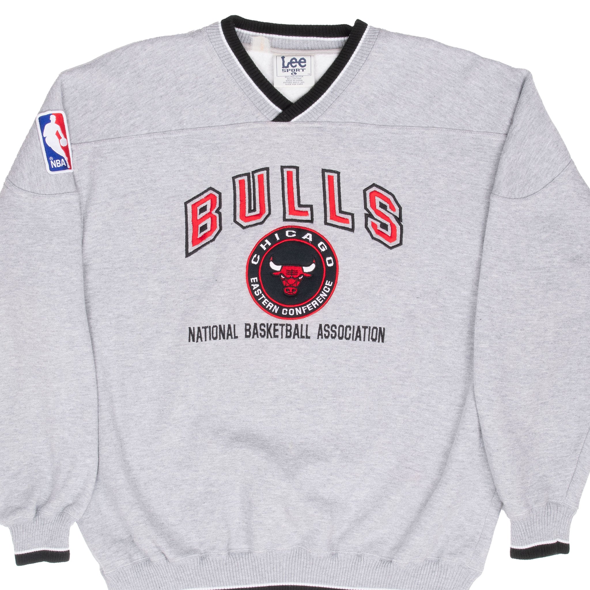 Vintage Nba Chicago Bulls Embroidered 1990S Grey Sweatshirt Size Large