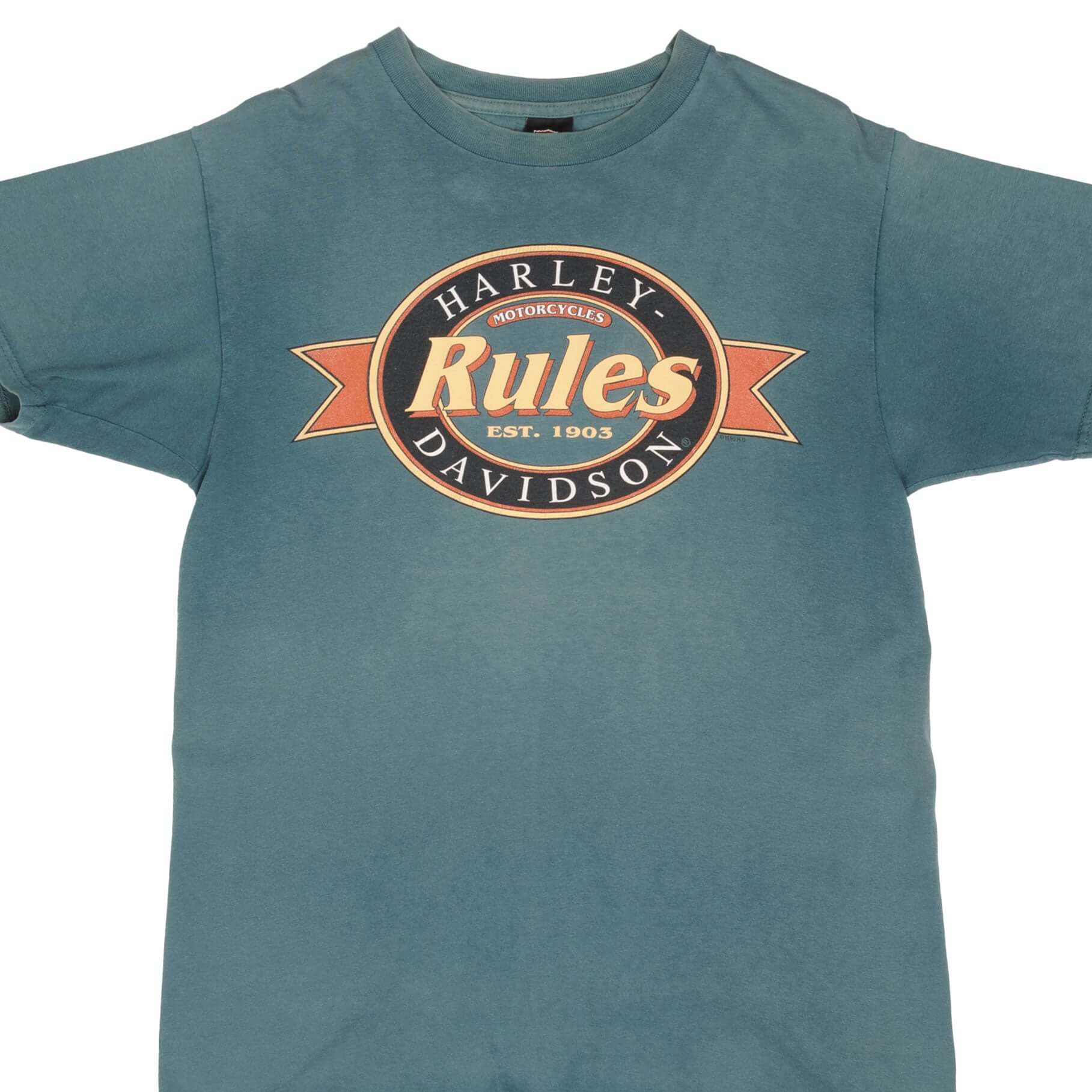 Vintage Harley Davidson Rules San Diego California Tee Shirt 1995 Size Large Made In USA