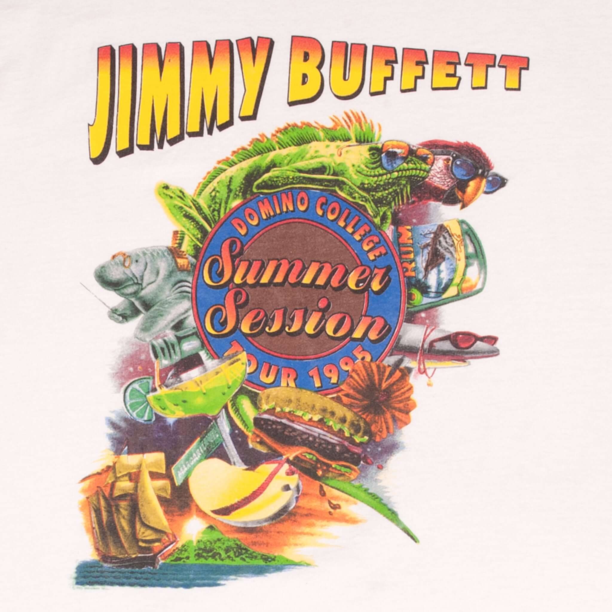 Vintage Jimmy Buffett Summer Session 1995 Tee Shirt Size XL Made In Usa With Single Stitch Sleeves