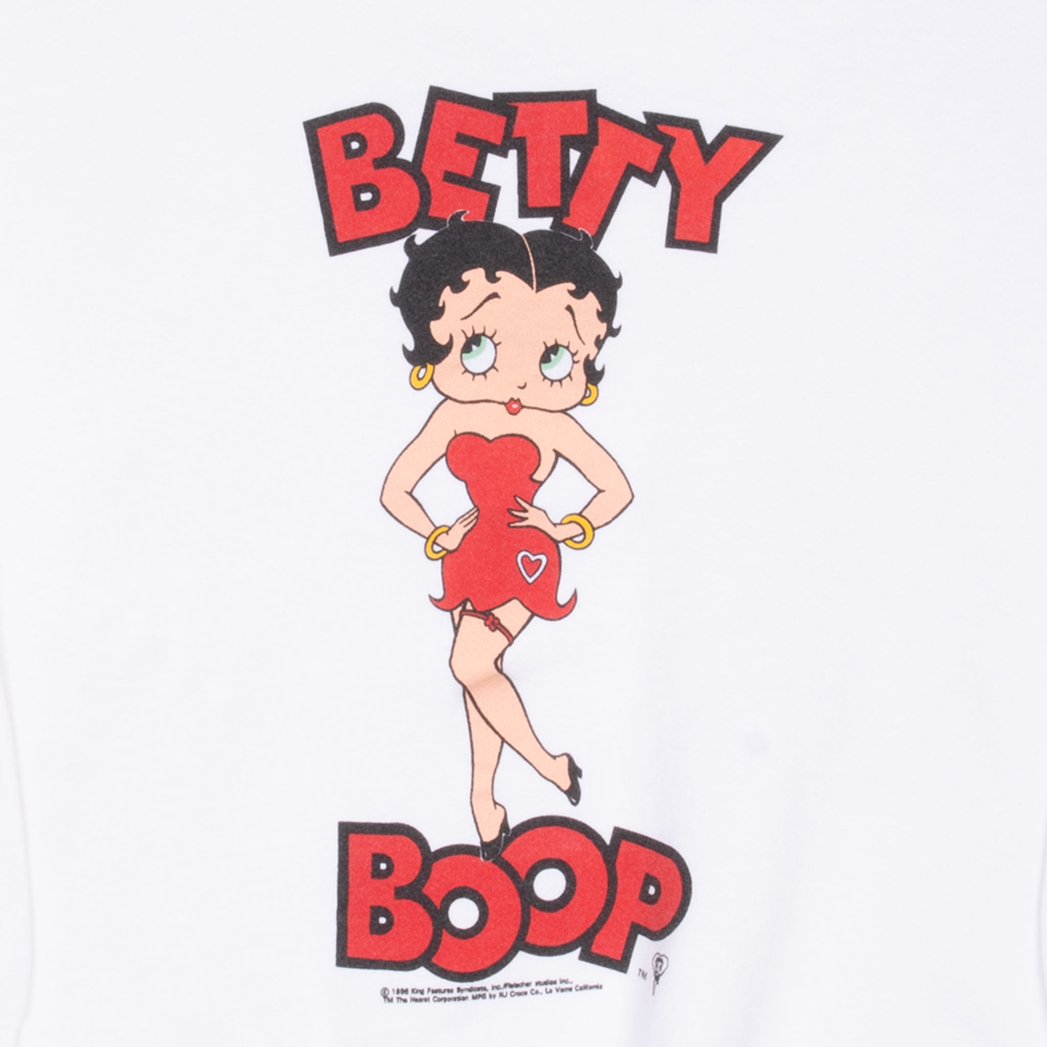 Vintage Betty Boop White Sweatshirt 1996 Size Large Made In Usa