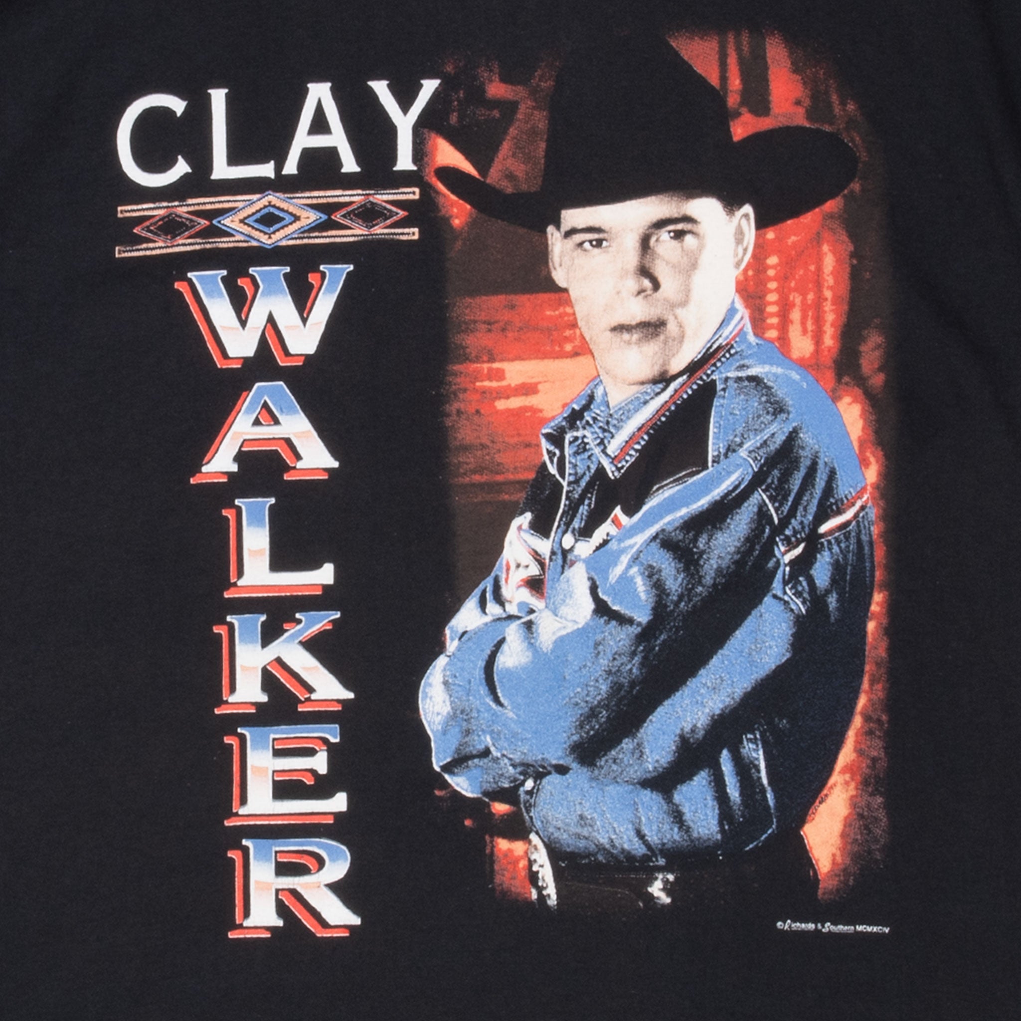 Vintage Clay Walker Tour 1995 Tee Shirt Size XL Made In Usa With Single Stitch Sleeves