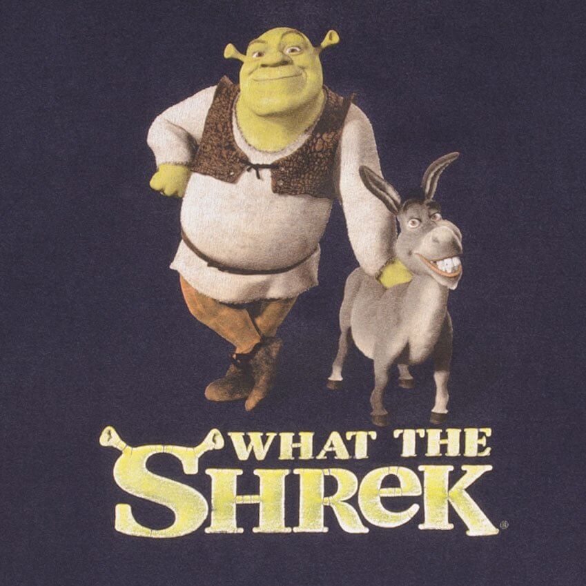 Vintage What The Shrek Black Tee Shirt Size 2XL