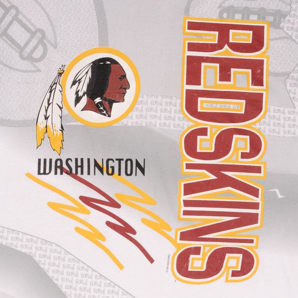 Vintage Nfl All Over Print Washington Redskins 1995 Tee Shirt Size XL With Single Stitch Sleeves