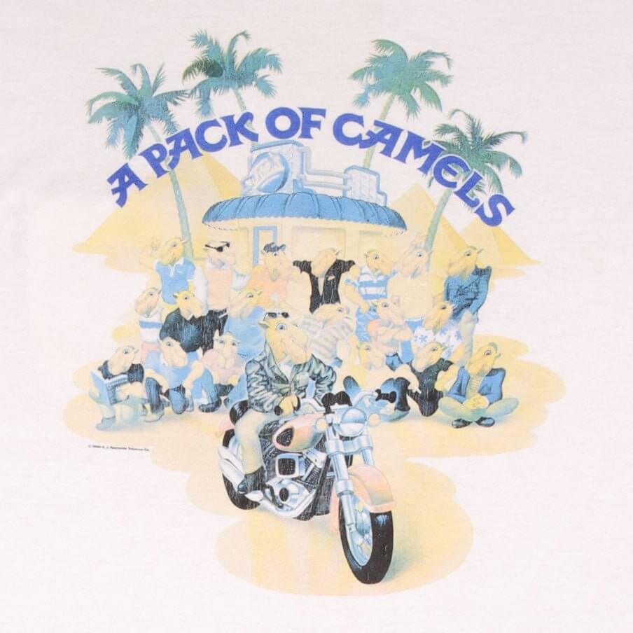 Vintage Joe's Pack Of Camel Pocket Tee Shirt 1990S Size Large Made In Usa With Single Stitch Sleeves