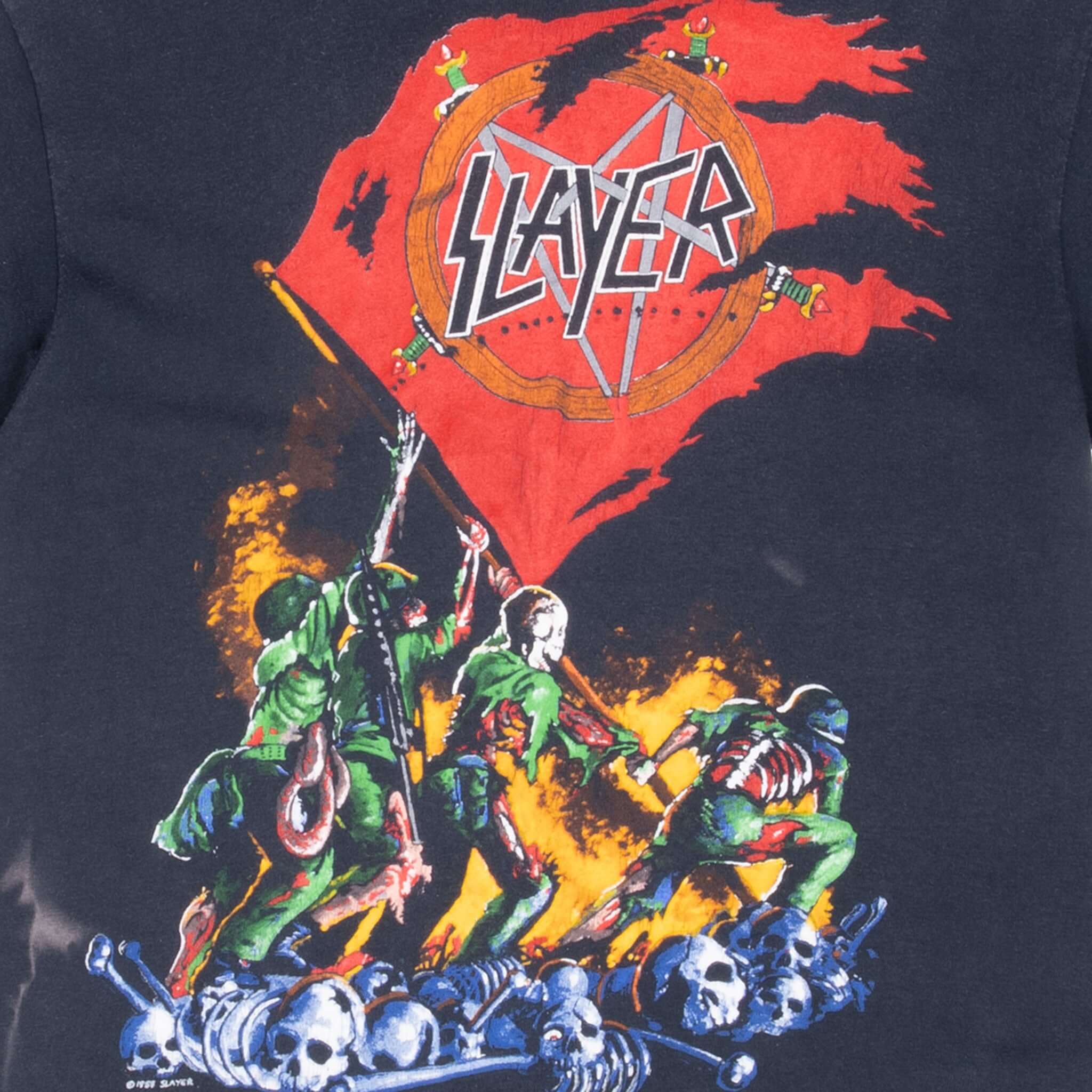 Vintage Slayer World Sacrifice Tour 1989 Hanes Tee Shirt Size Small Made In Usa With Single Stitch Sleeves