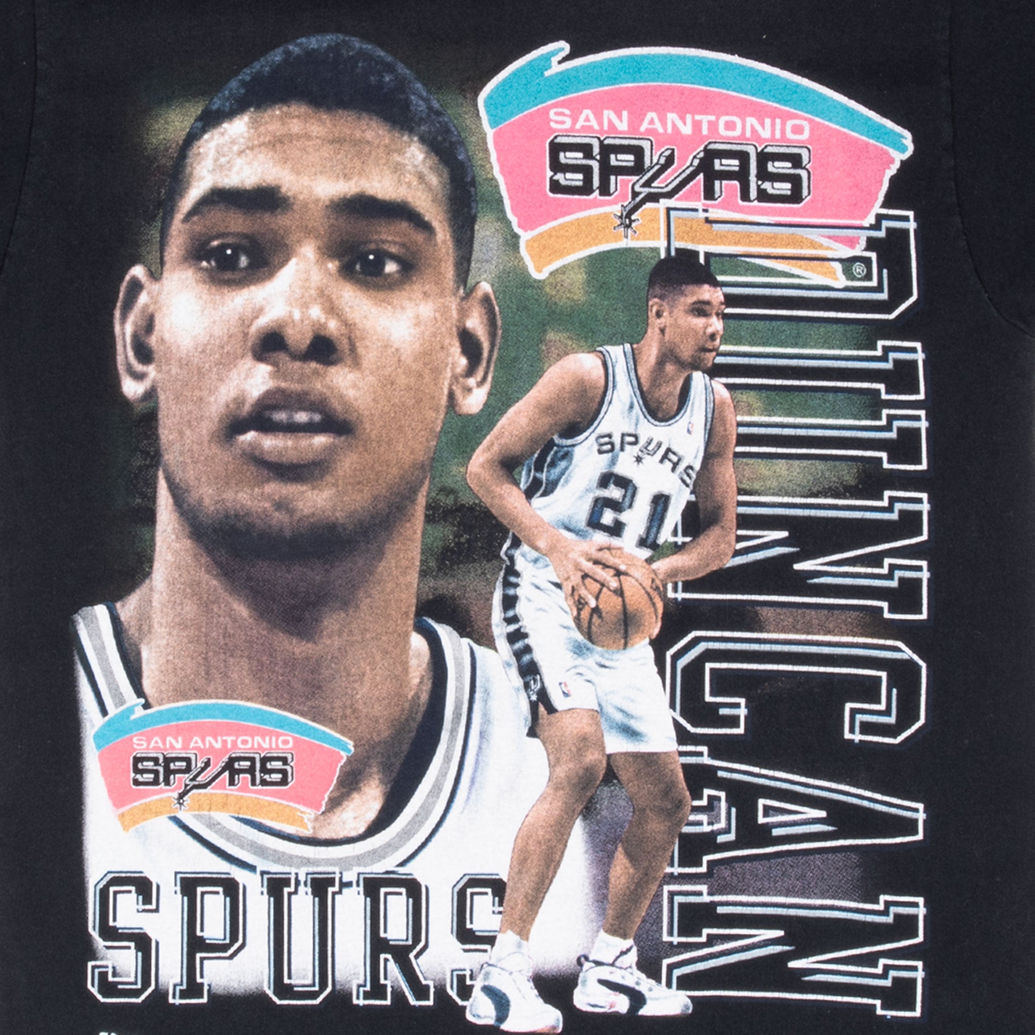 Vintage Nba San Antonio Spurs Tim Duncan 1990S Tee Shirt Size Medium Made In Usa With Single Stitch Sleeves