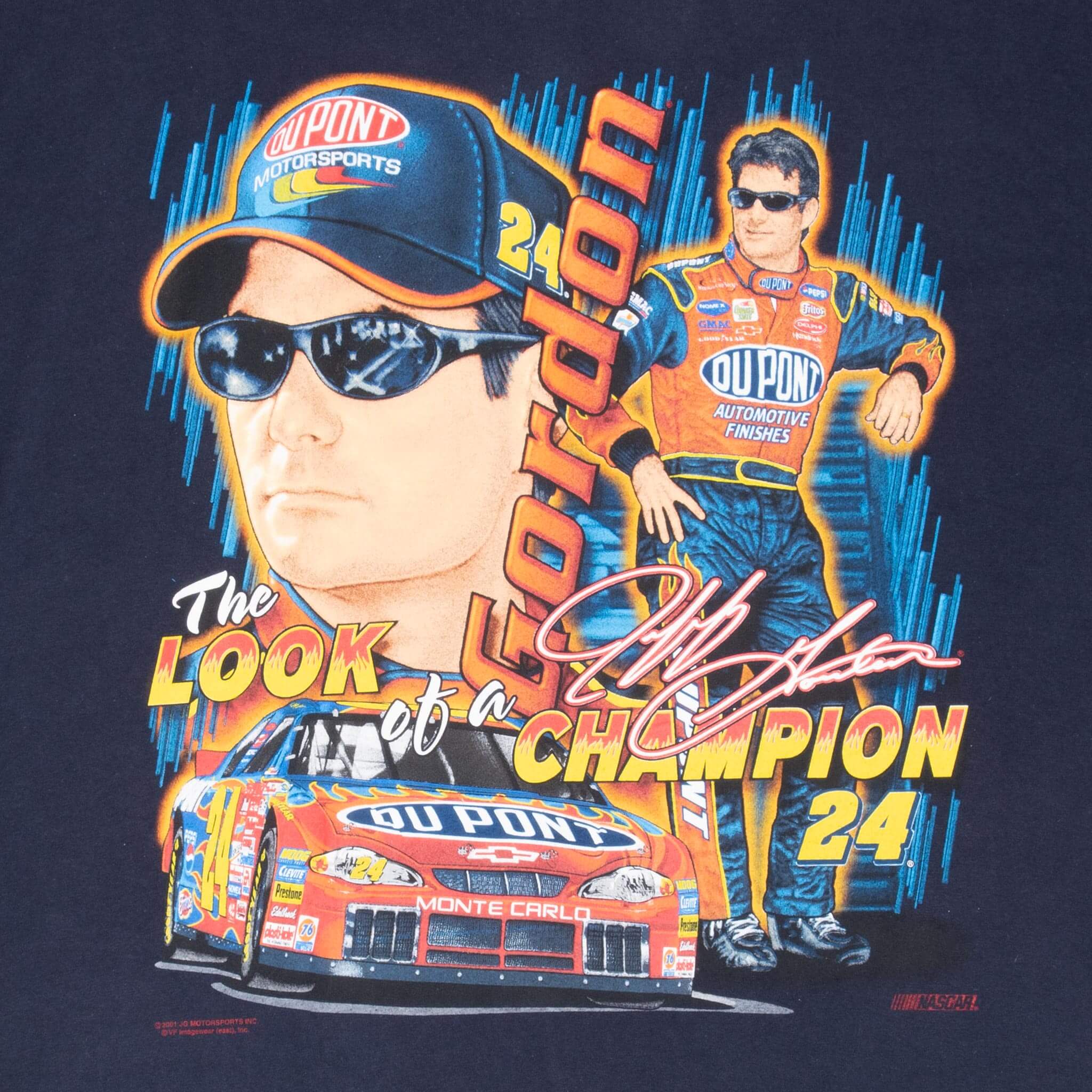 Vintage Nascar Jeff Gordon Dupont The Look Of A Champion 2001 Tee Shirt Size 2XL