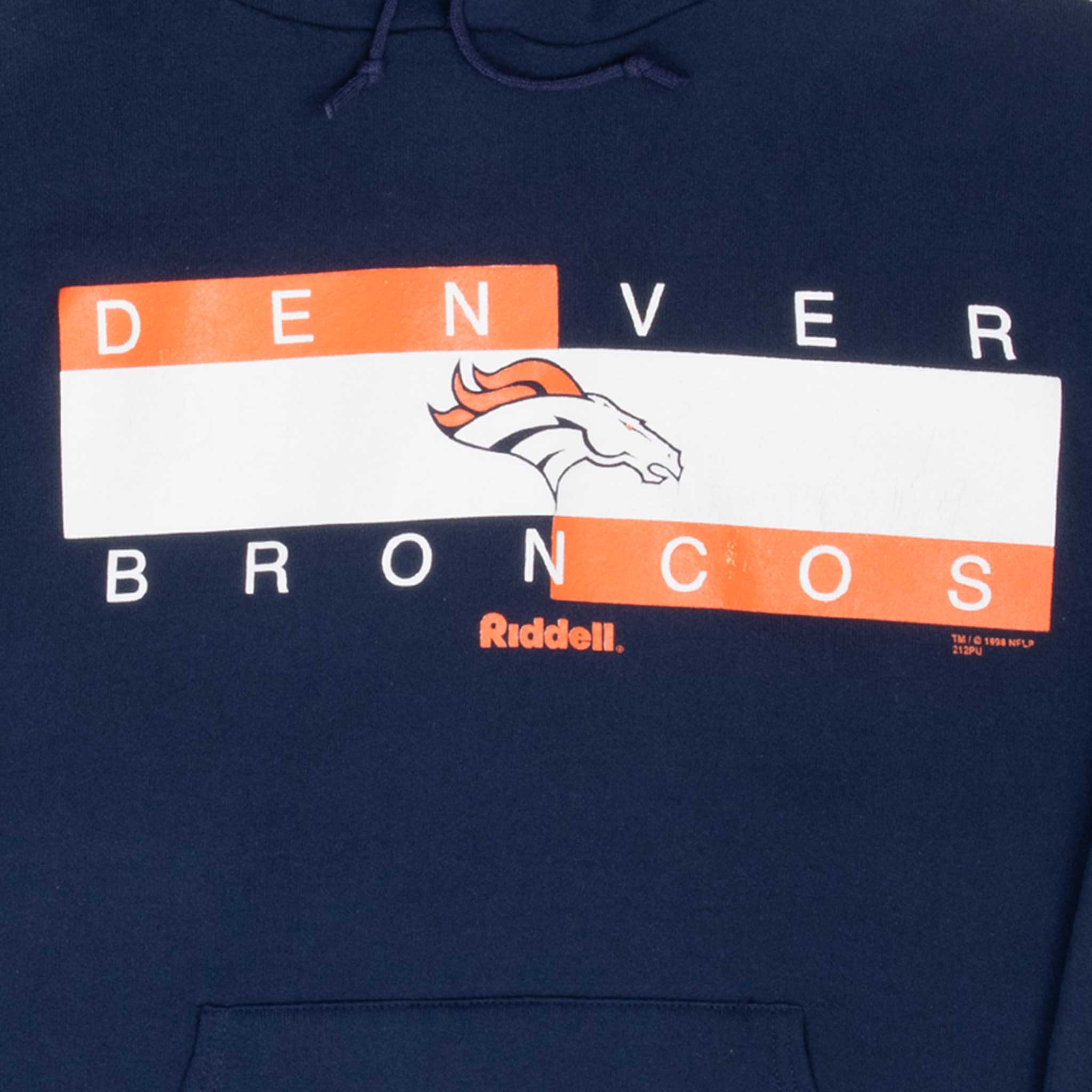 Vintage Nfl Denver Broncos 1998 Hoodie Sweatshirt Size Large Made In Usa