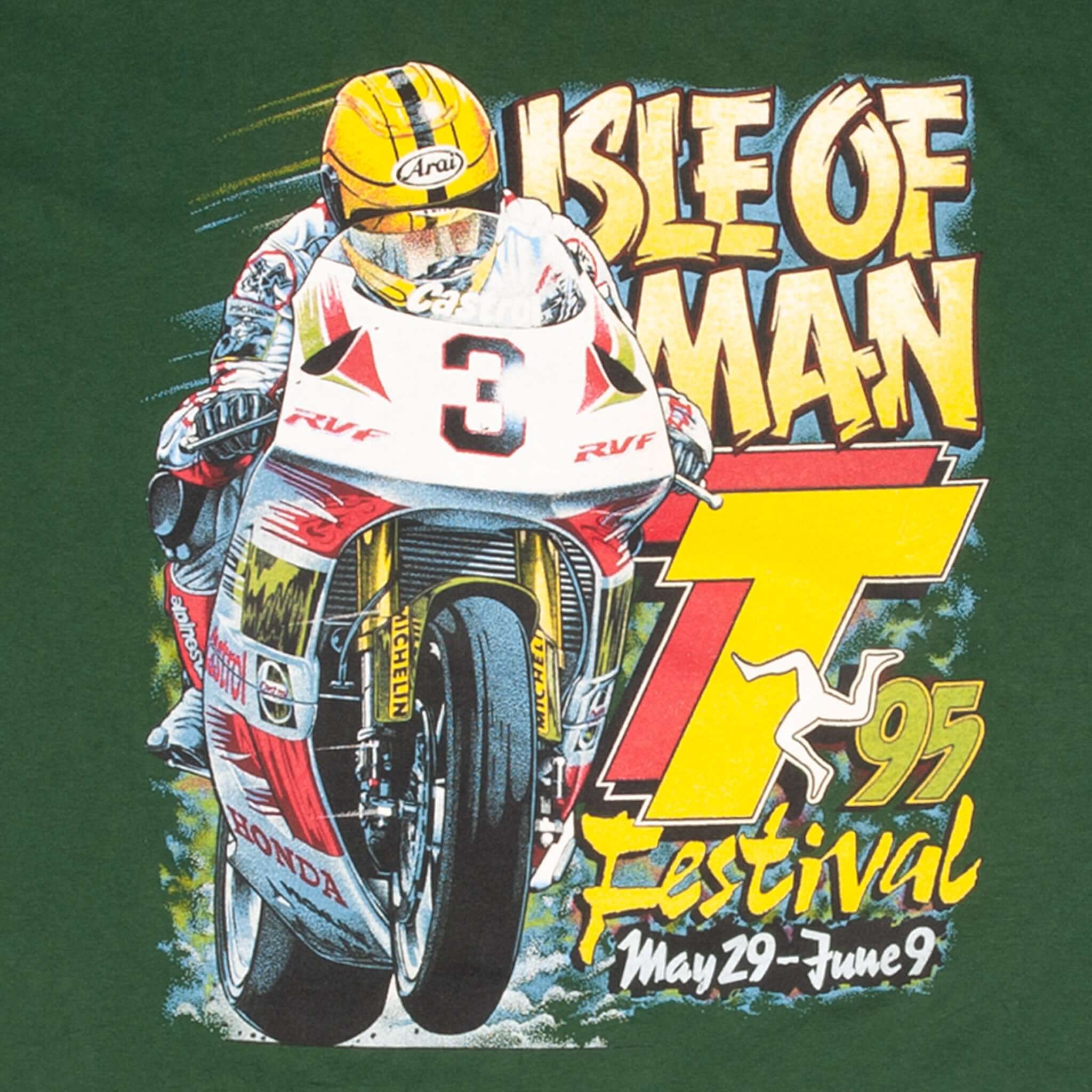 Vintage Moto Gp Isle Of Man Tourist Trophy 1995 Tee Shirt Size Large With Single Stitch Sleeves