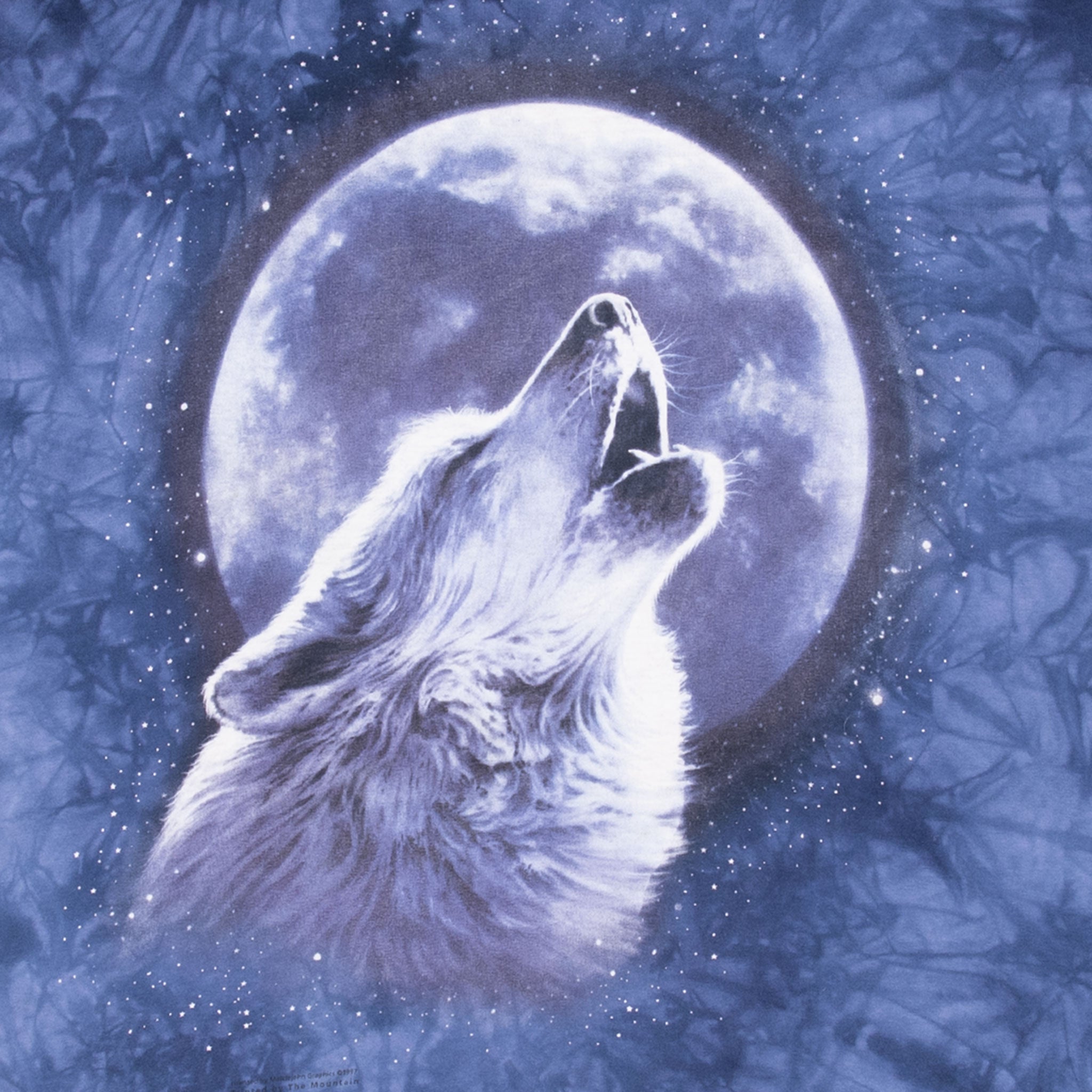 Vintage Animal Print Moon Wolf Tie Dye Tee Shirt 1997 Size XL Made In Usa