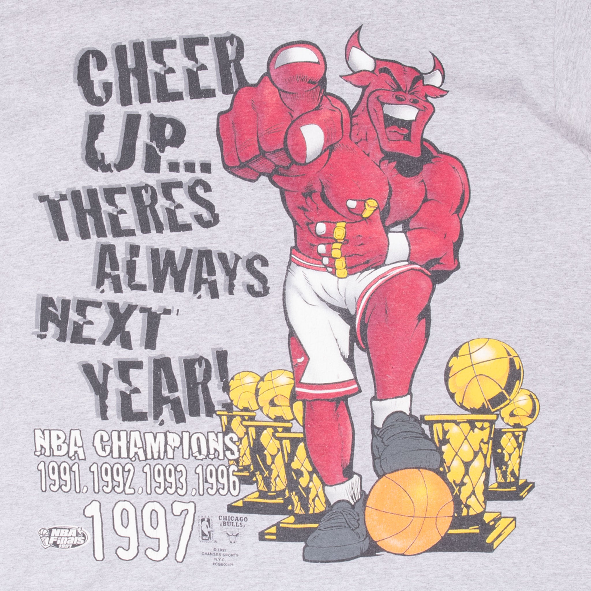 Vintage Nba Chicago Bulls Champions 1997 Tee Shirt Size XL Made In Usa With Single Stitch Sleeves