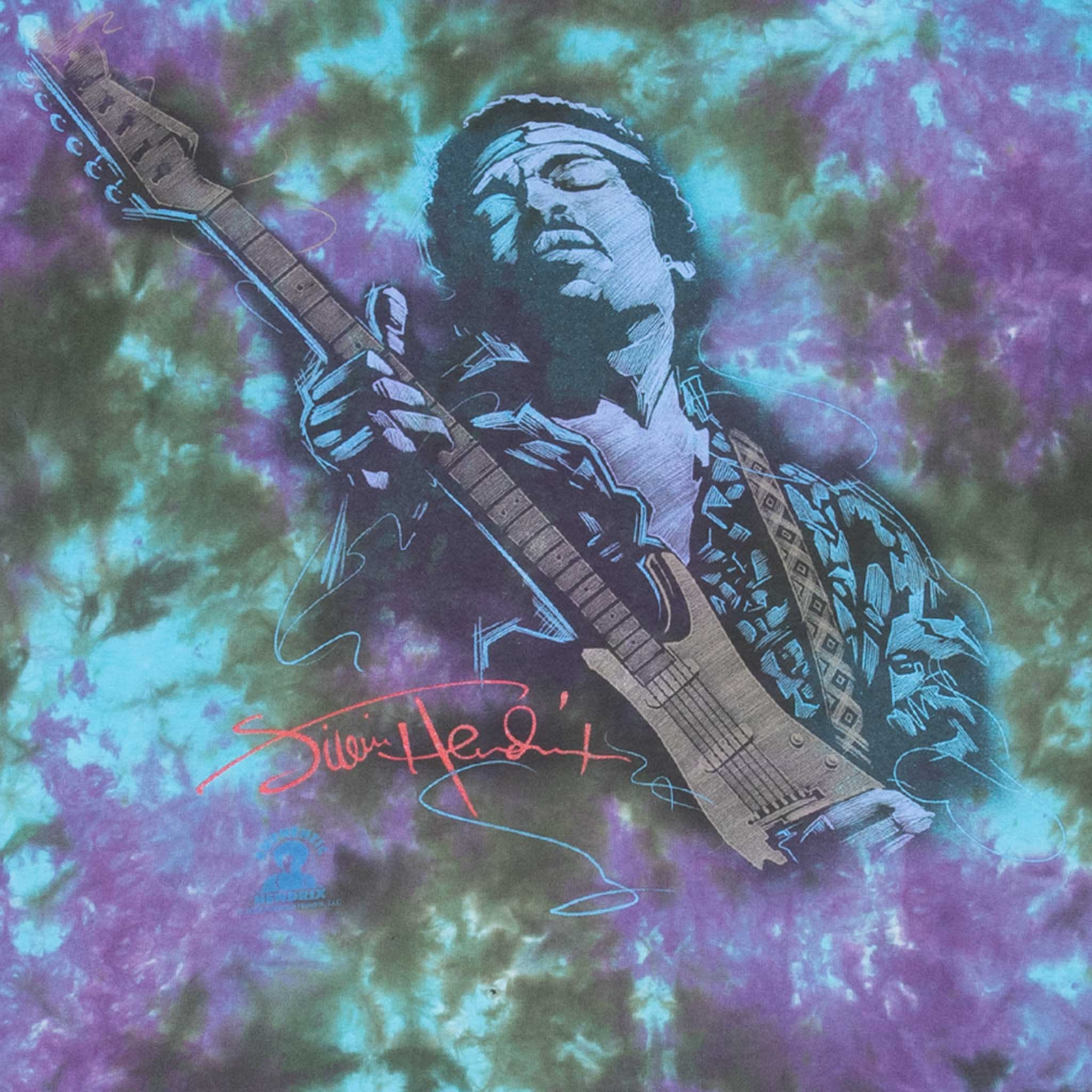 Vintage Jimi Hendrix 2009 Liquid Blue Tie Dye Tee Shirt Size 2XL