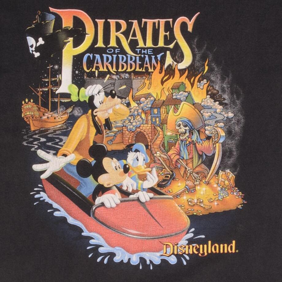 Vintage Pirates Of The Caribbean Disney 1990s Tee Shirt Size Medium Made In USA