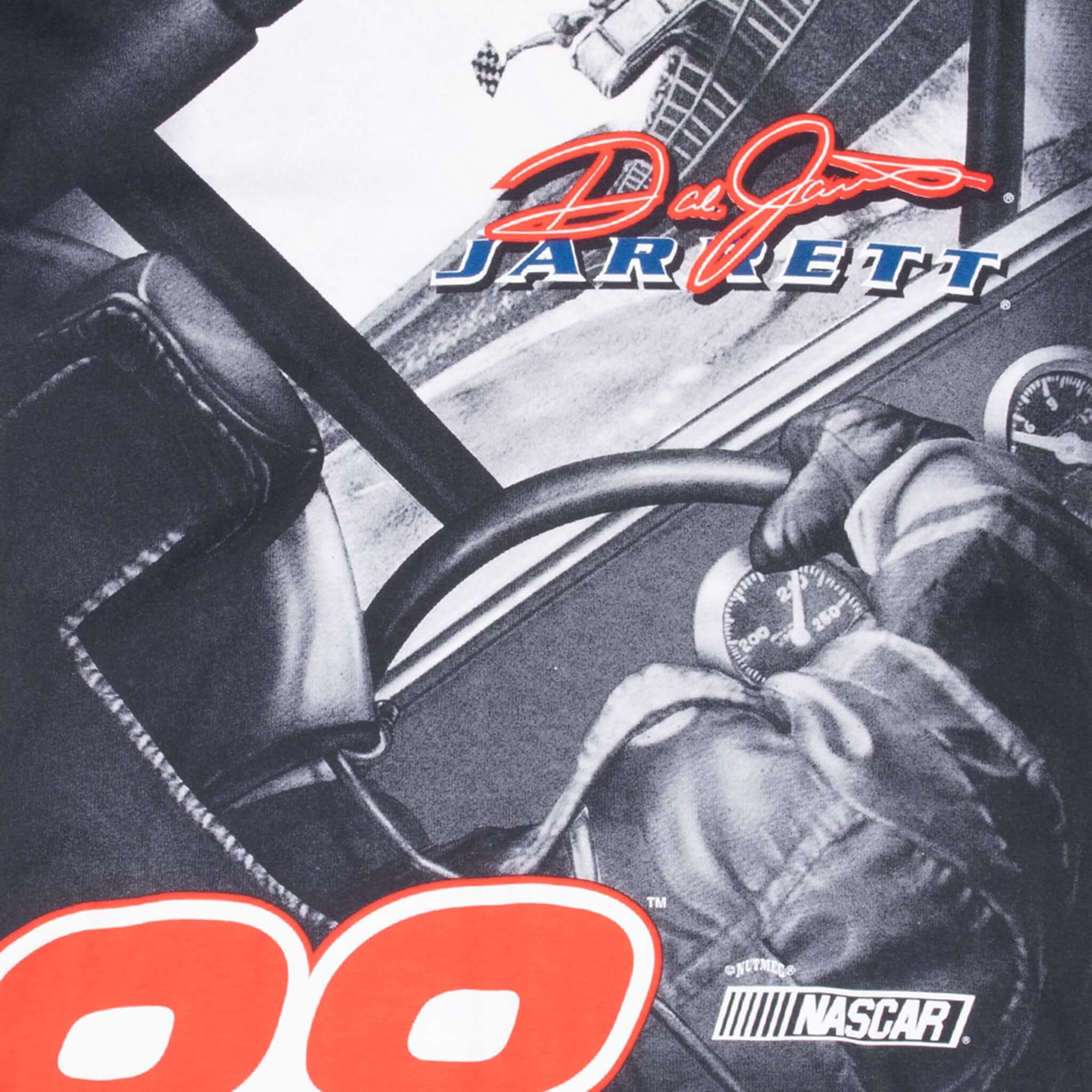 Vintage Nascar Dale Jarret All Over Print 1990S Tee Shirt Size XL Made In Usa