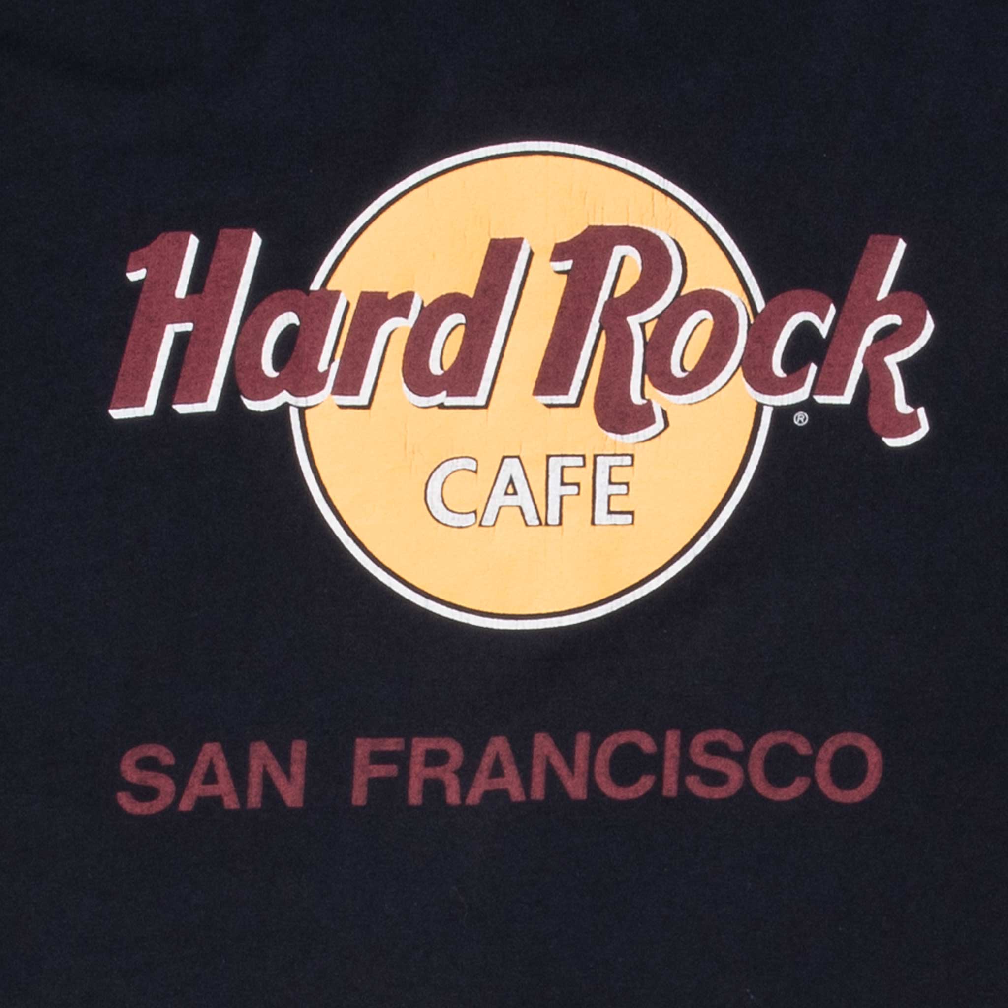 Vintage Hard Rock Cafe San Francisco Black Tee Shirt 1990S Size Xl Made In Usa With Single Stitch Sleeves