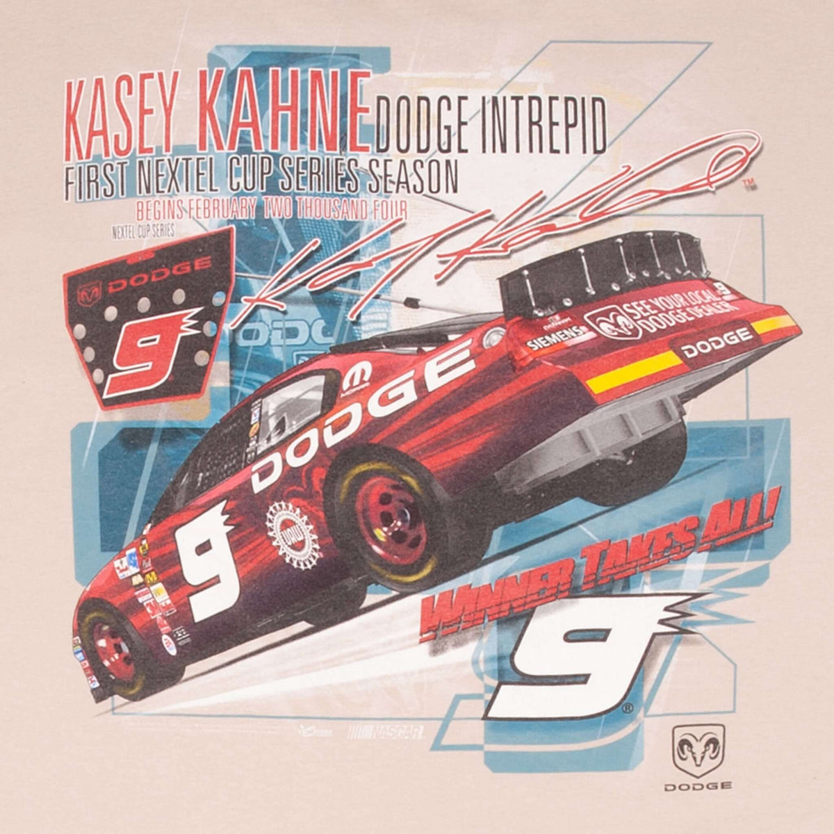 Vintage Nascar Kasey Kahne Dodge 2004 Tee Shirt Size Large