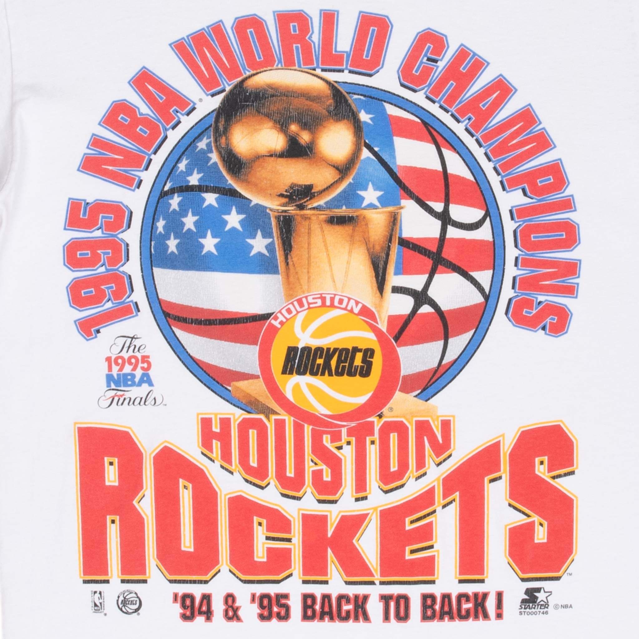 Vintage Nba Houston Rockets World Champion 1995 Tee Shirt Size Medium Made In Usa