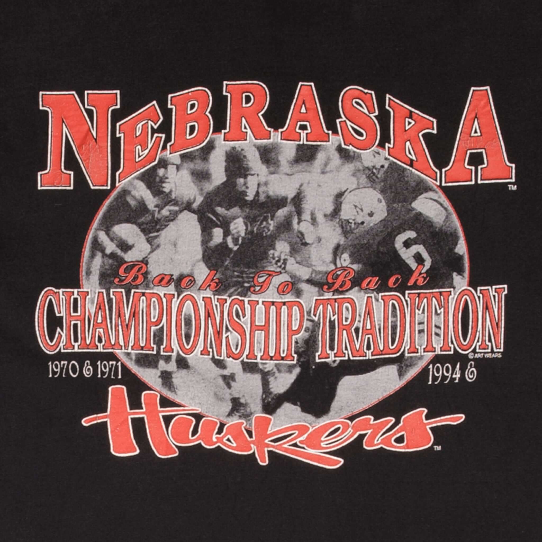 Vintage Ncaa Nebraska Huskers 1994 Tee Shirt Size XL Made In USA With Single Stitch Sleeves