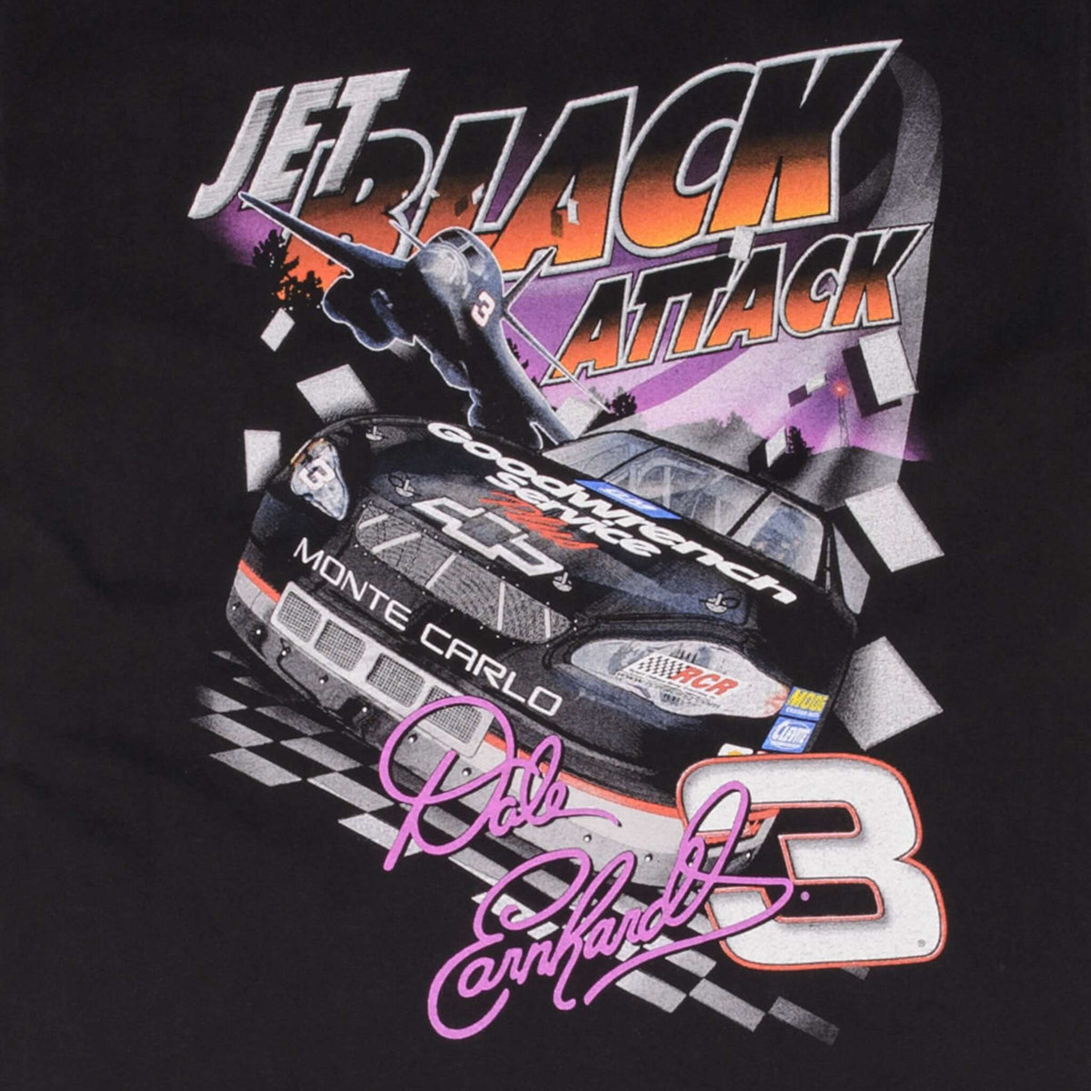 Vintage Nascar Dale Earnhardt Jet Black Attack 2000 Tee Shirt Size Large