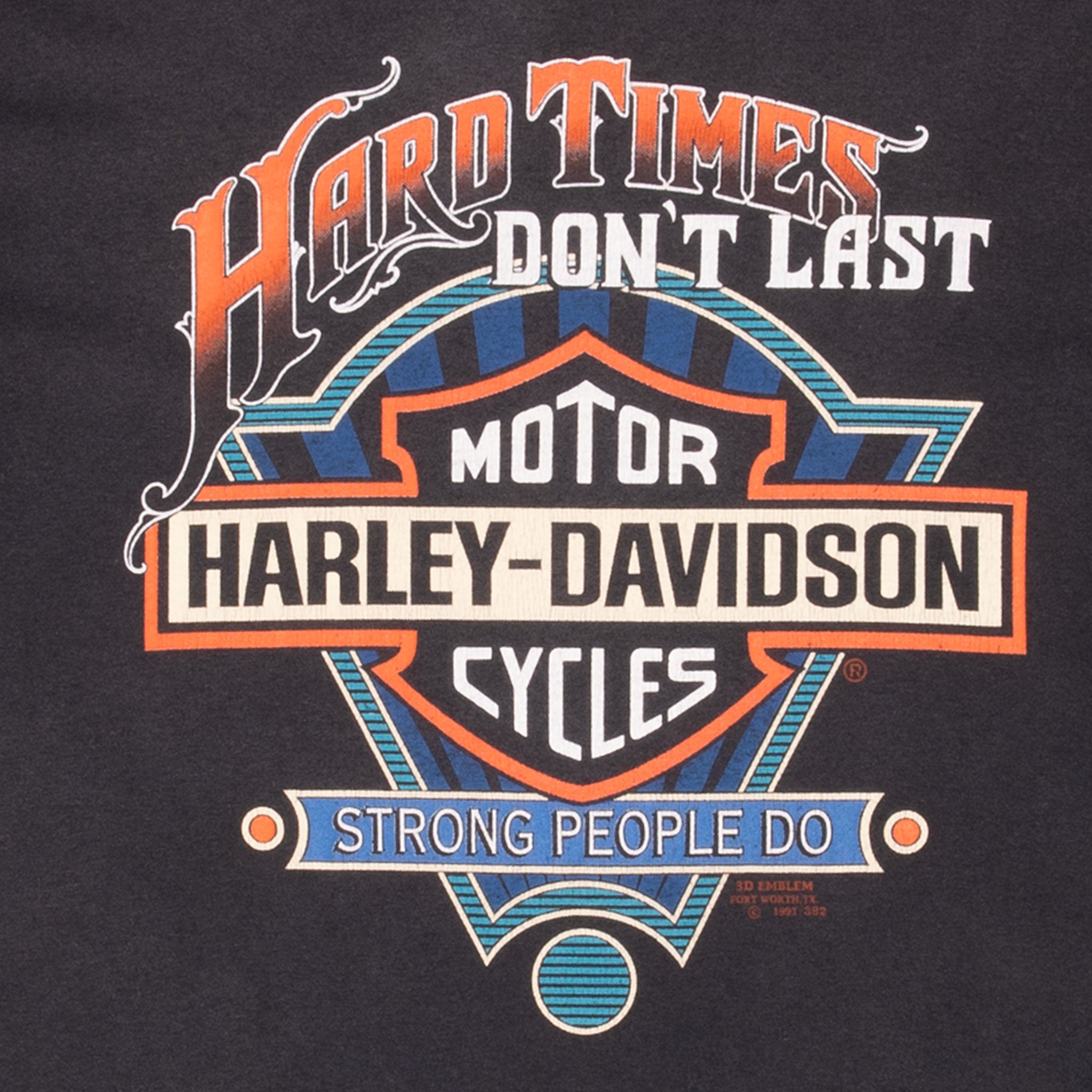 Vintage 3D Emblem Harley Davidson Tee Shirt 1991 Size Large Made In Usa With Single Stitch Sleeves