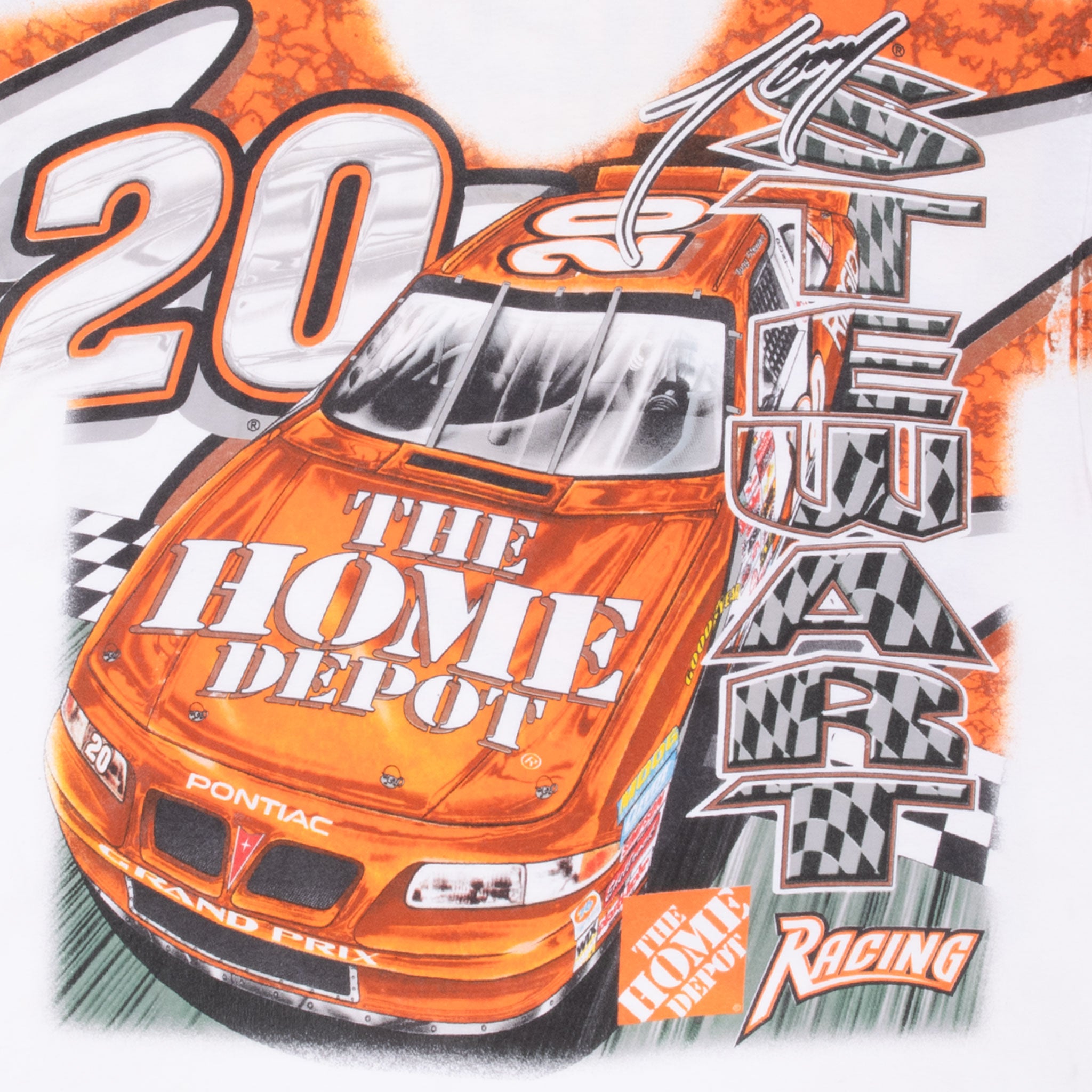VINTAGE NASCAR ALL OVER PRINT TONY STEWART HOME DEPOT 2001 TEE SHIRT XL