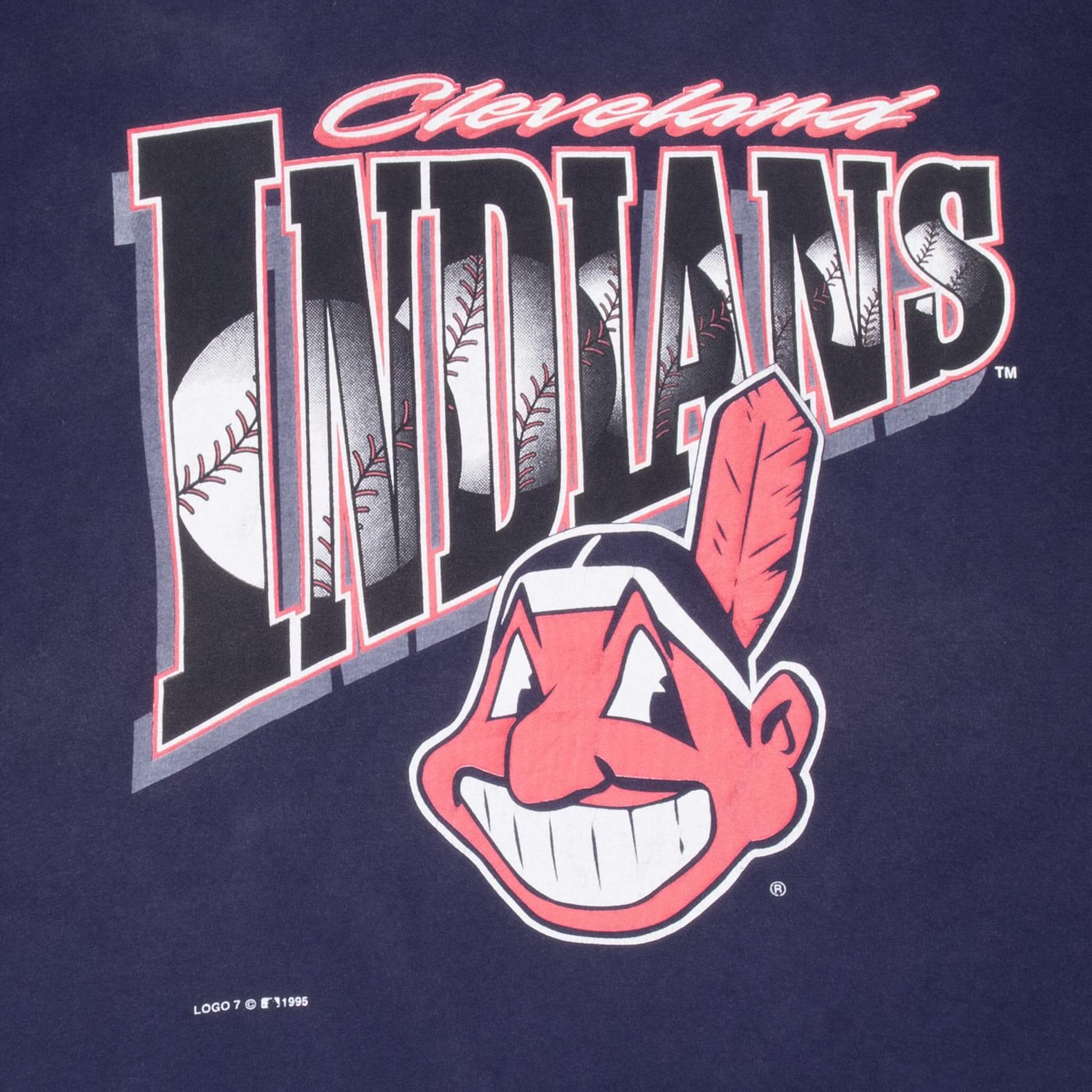 Vintage Mlb Cleveland Indians 1995 Tee Shirt Size XL Made In Usa With Single Stitch Sleeves