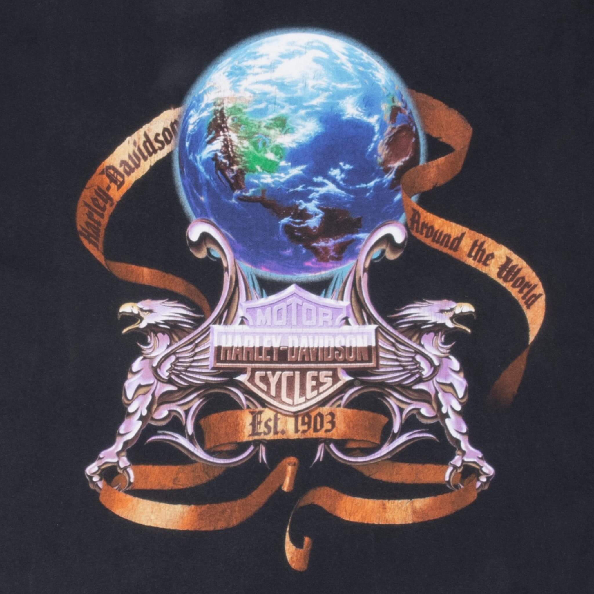 Vintage Harley Davidson Around The World Florida Tee Shirt 1990S Size 2XL Made In USA