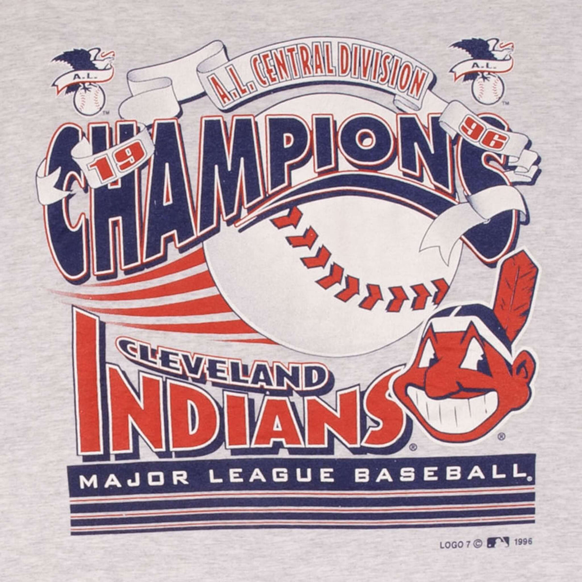 Close-up of Cleveland Indians 1996 AL Central Division Champions front graphic