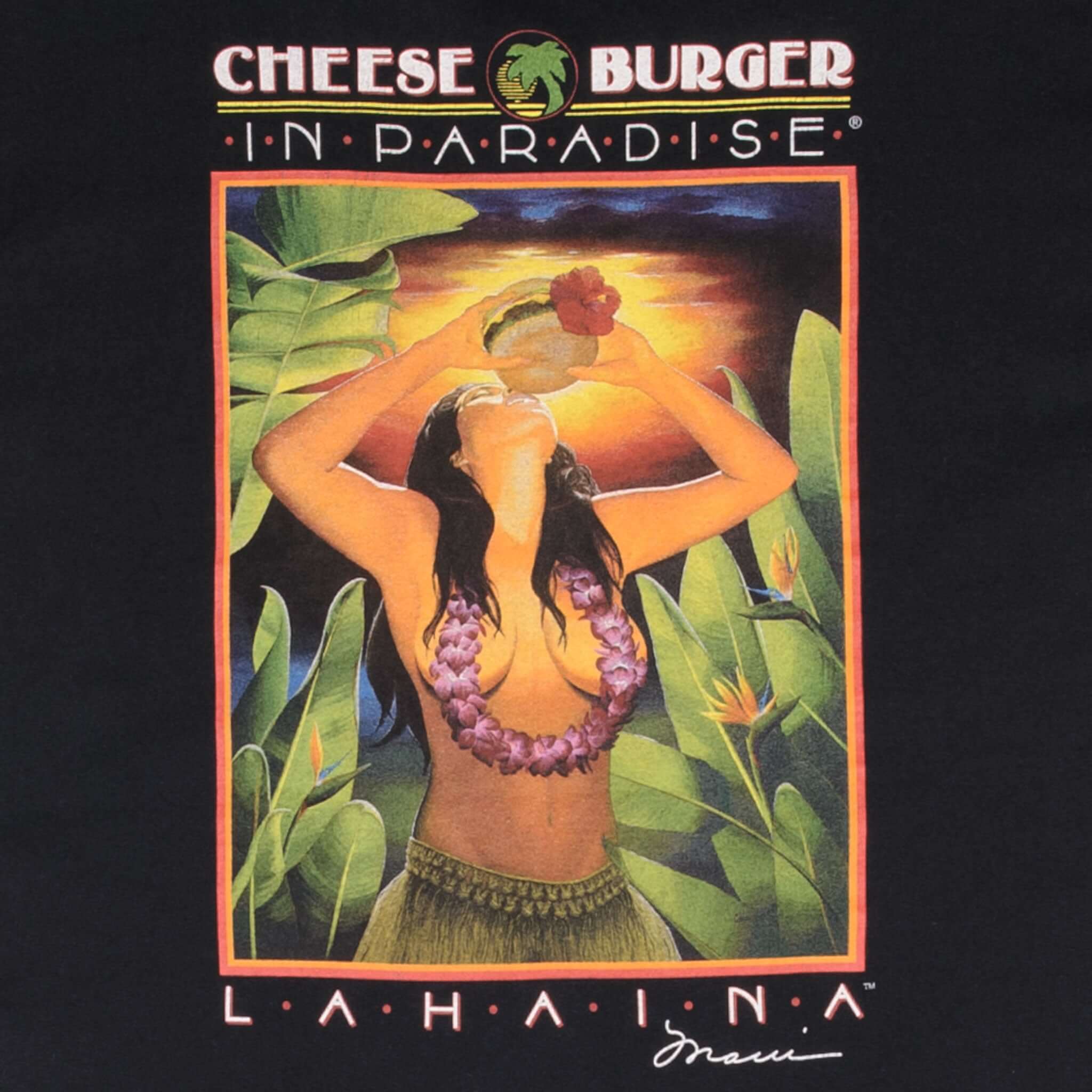Vintage Cheese Burger In Paradise Maui Lahaina 2000S Hawaii Tee Shirt Size Large