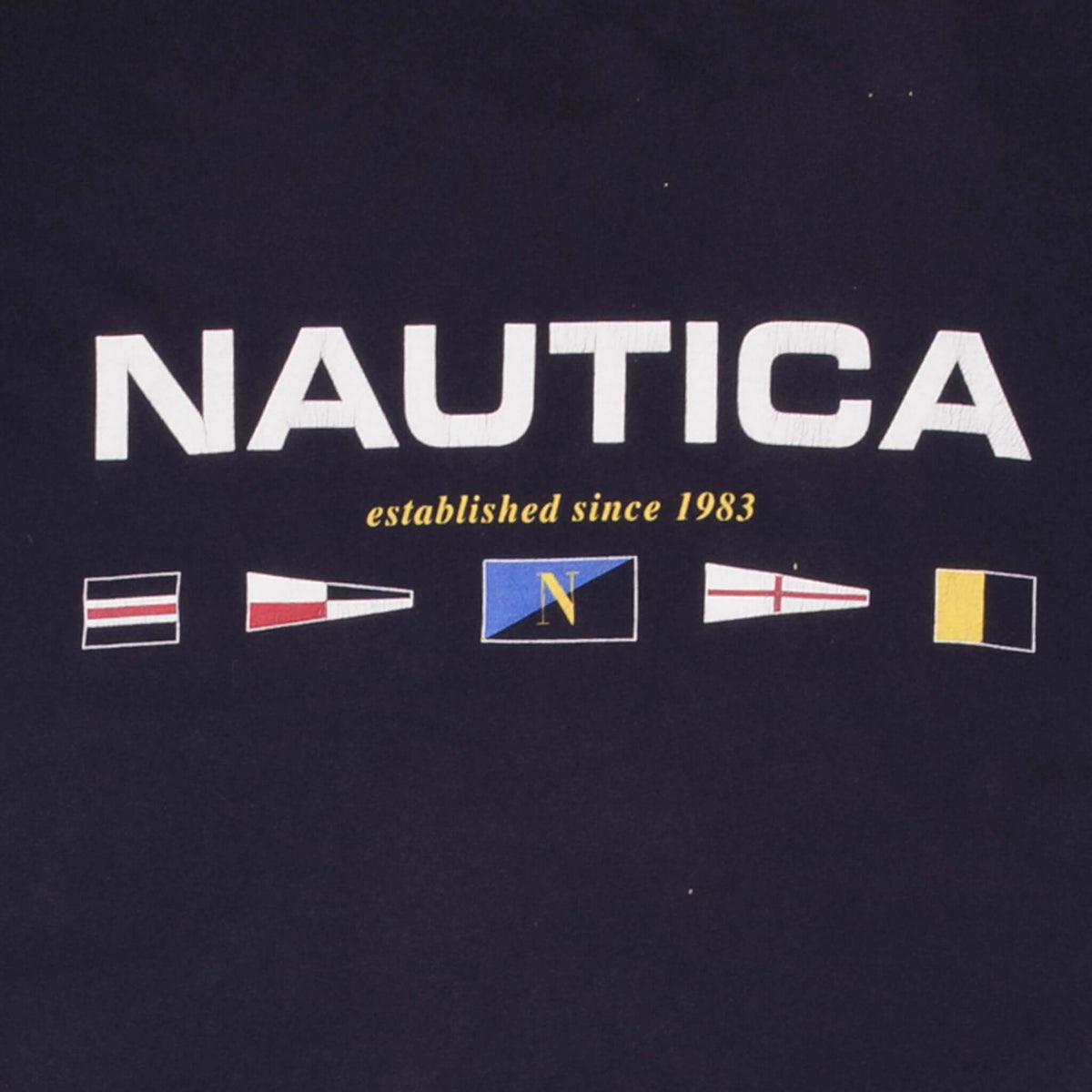 Vintage Nautica Spellout Blue Tee Shirt 1990S Size Medium Made In Usa