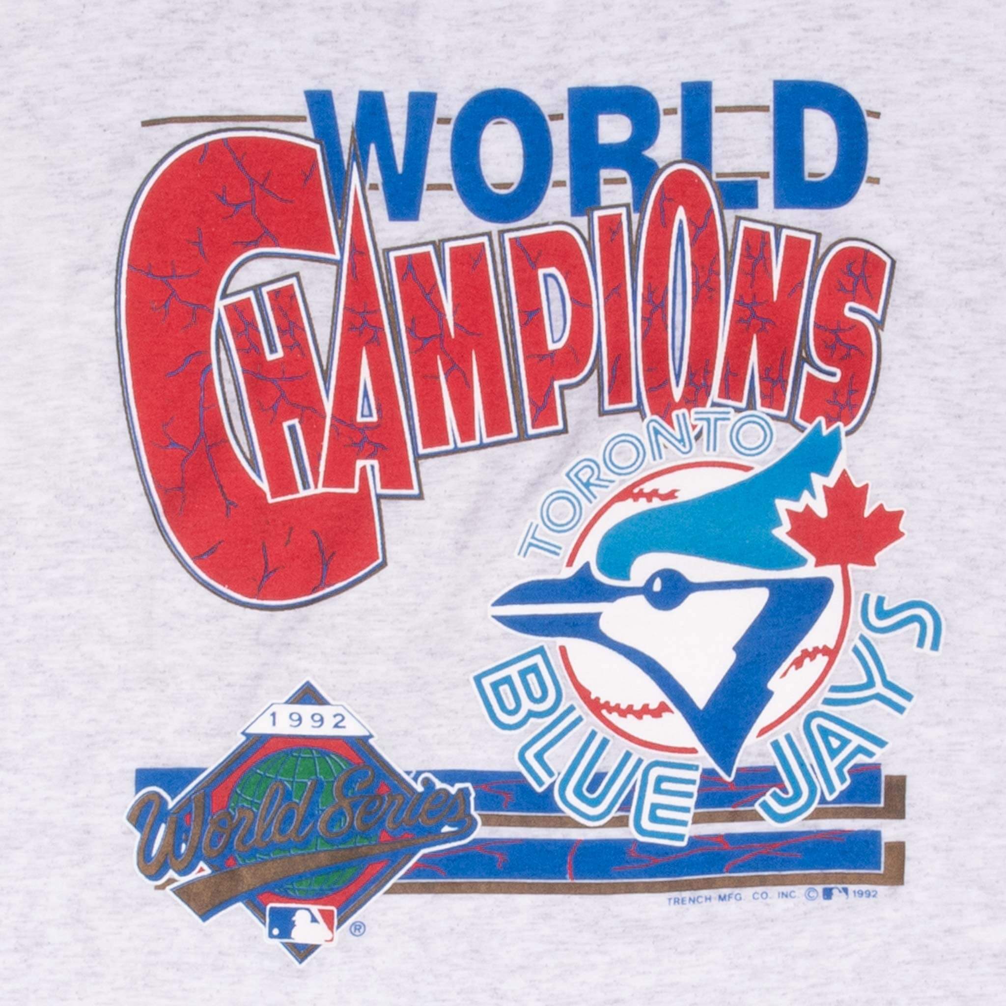 Vintage Mlb Toronto Blue Jays World Champions 1992 Tee Shirt Size Large Made In USA With Single Stitch Sleeves