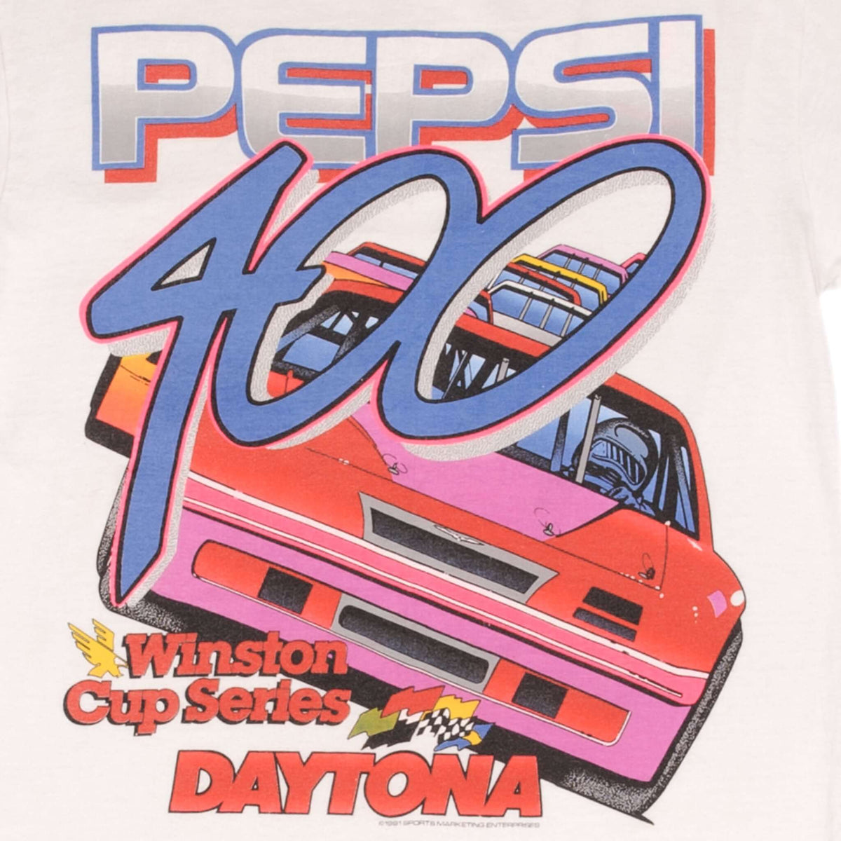 Vintage Nascar Pepsi 400 Winston Cup Series 1991 Tee Shirt Size Small Made In USA With Single Stitch Sleeves