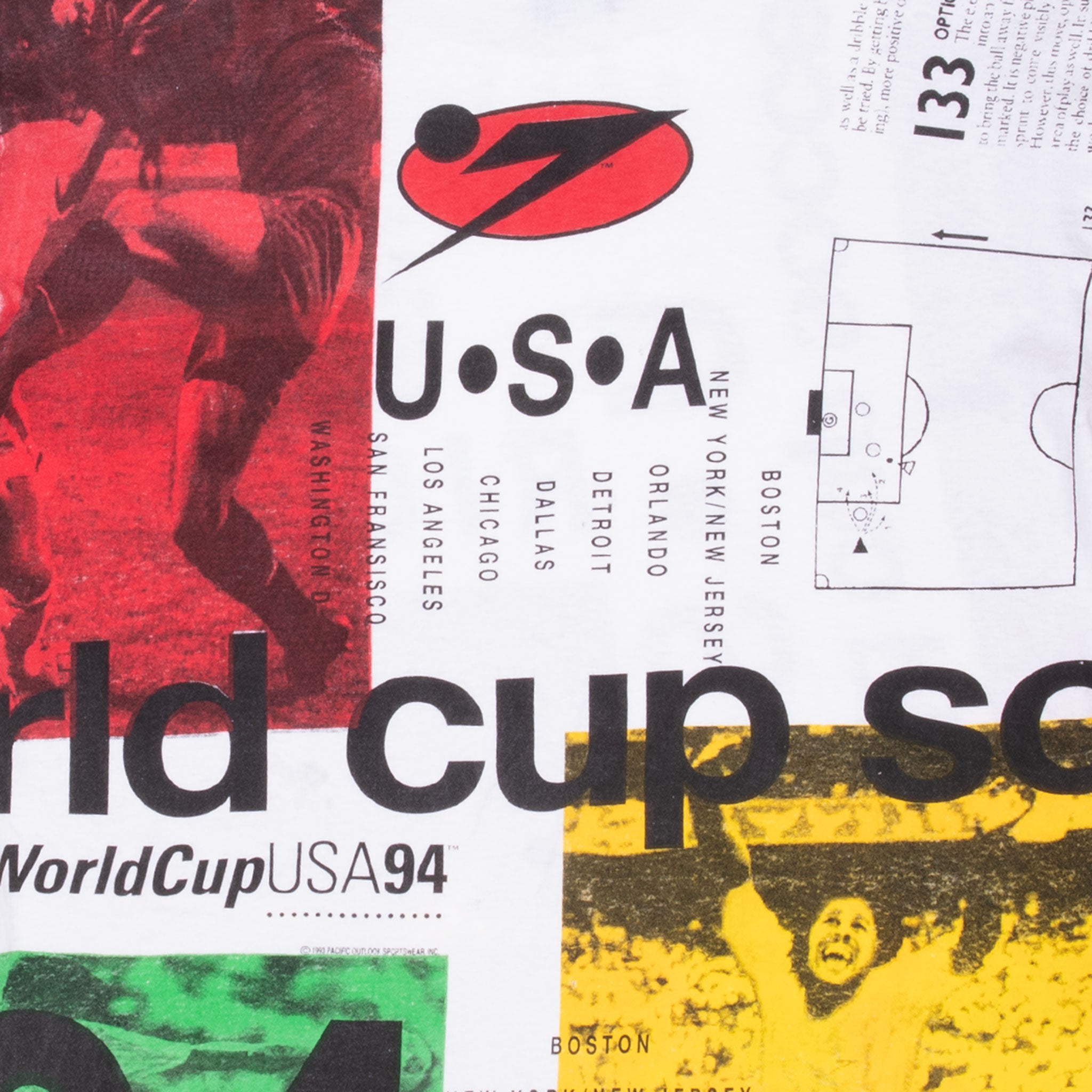 Vintage Soccer World Cup 1994 Usa All Over Print Tee Shirt Size Large With Single Stitch Sleeves