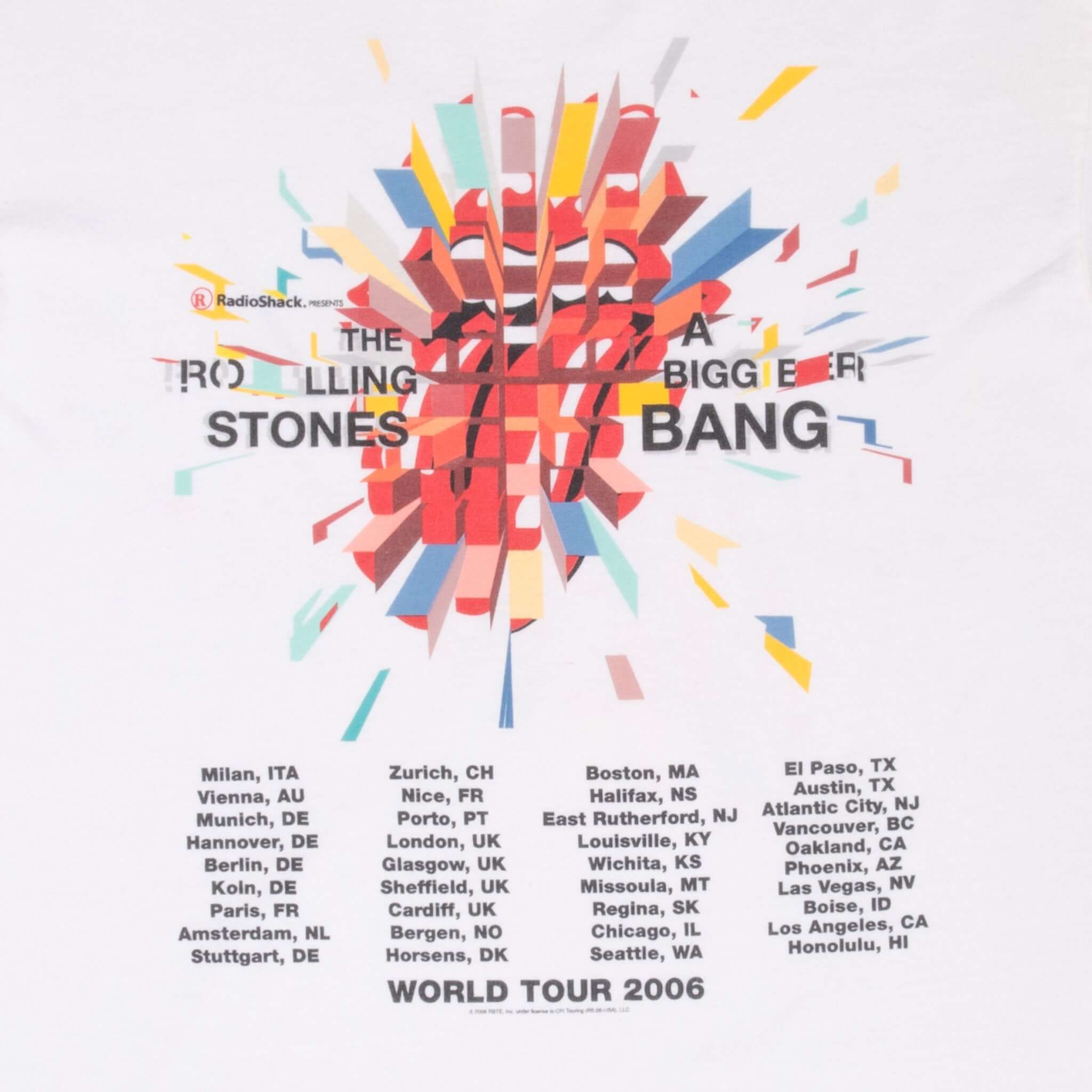 Vintage The Rolling Stones A Bigger Bang World Tour 2006 Tee Shirt Size Medium