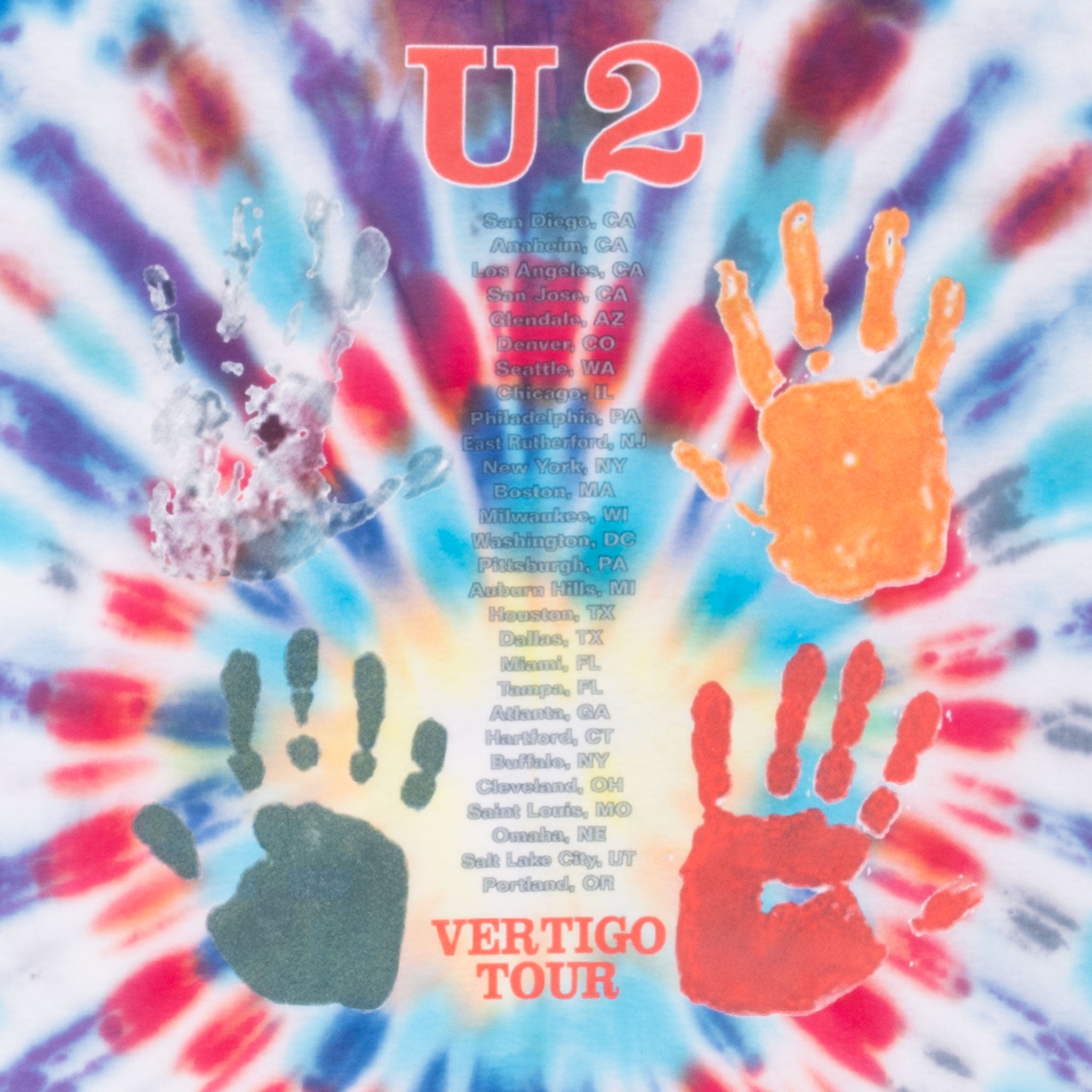 Vintage Tie Dye U2 How To Dismantle An Atomic Bomb Vertigo Tour Tee Shirt 2000S Size XL