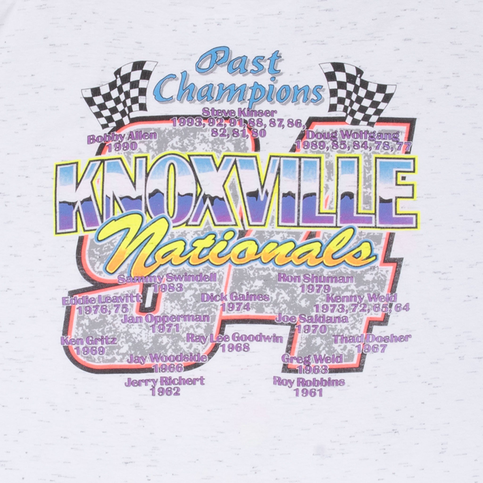Vintage Knoxville 34Th Annual Nationals Racing 1994 Tee Shirt Size 2XL Made In Usa With Single Stitch Sleeves