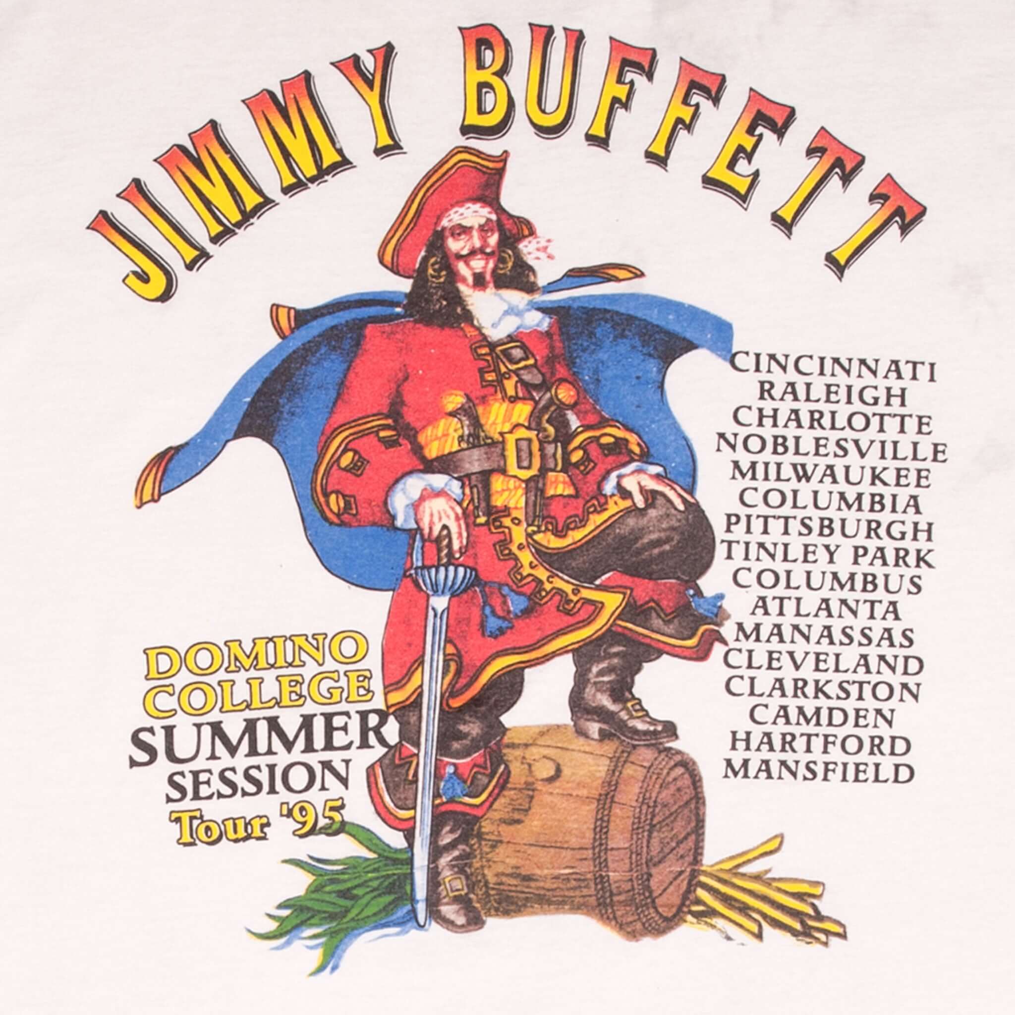 Vintage Jimmy Buffett Summer Session 1995 Tee Shirt Size XL Made In Usa With Single Stitch Sleeves