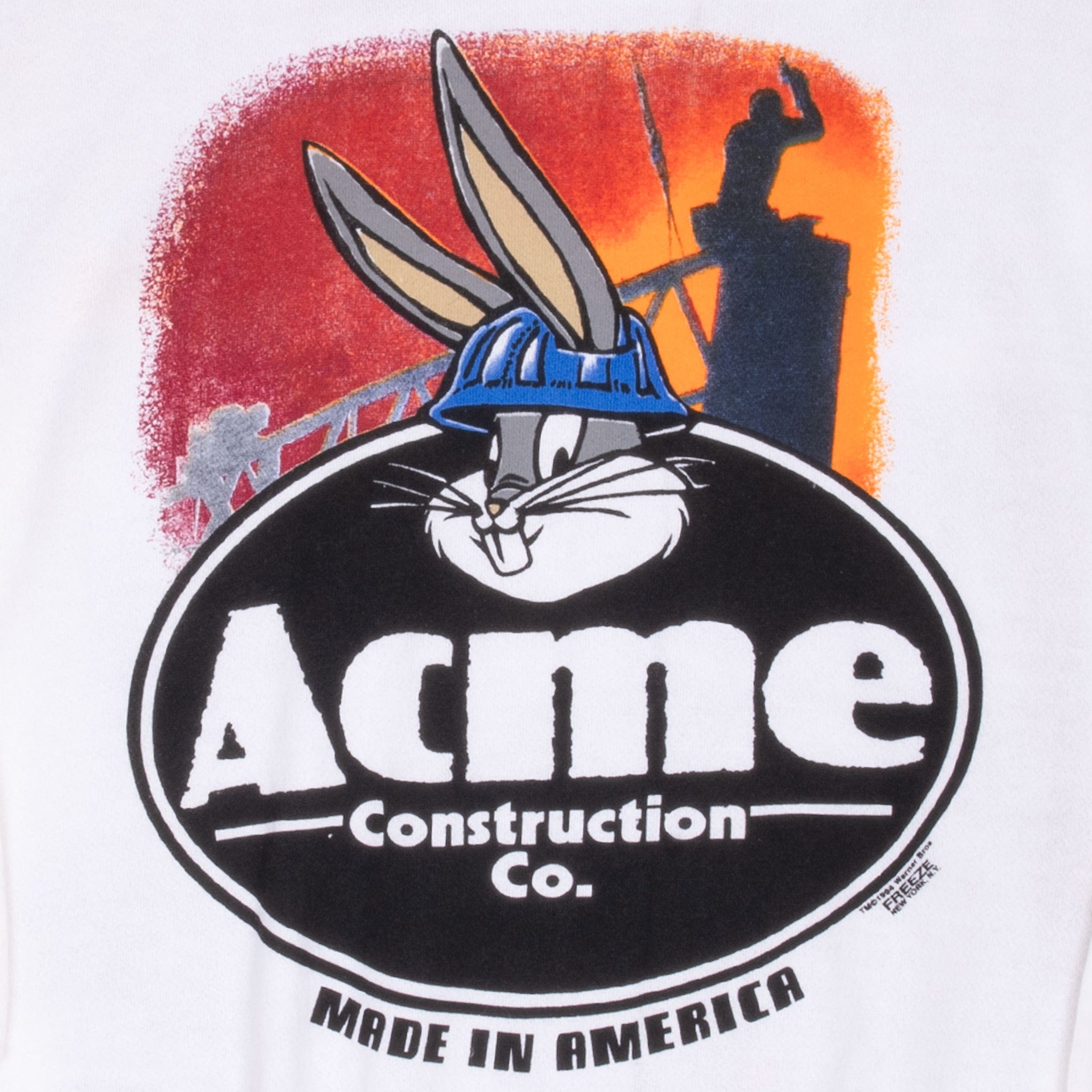 Vintage Looney Tunes Acme Construction Co All Over Print Sweatshirt 1994 Size XL By Freeze NYC