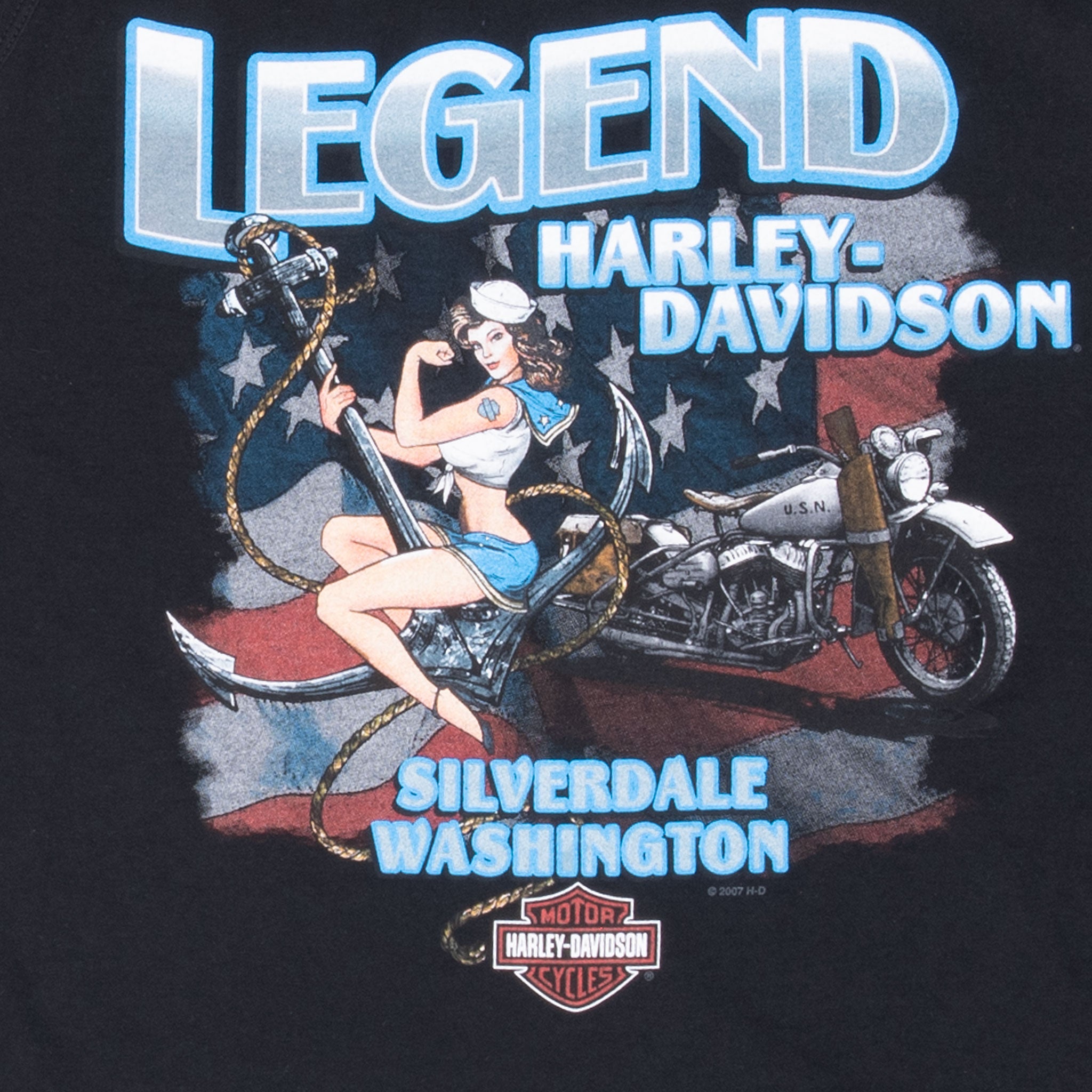 Vintage Harley Davidson Silverdale Washington 2007 Tank Top Tee Shirt With Single Stitch Sleeves Size XL Made In Usa