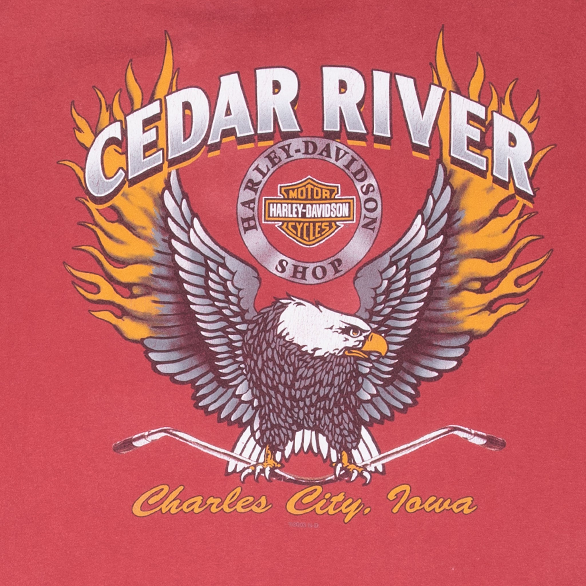 Vintage Harley Davidson Eagle Cedar River 2012 Tee Shirt Size XL Made In Usa