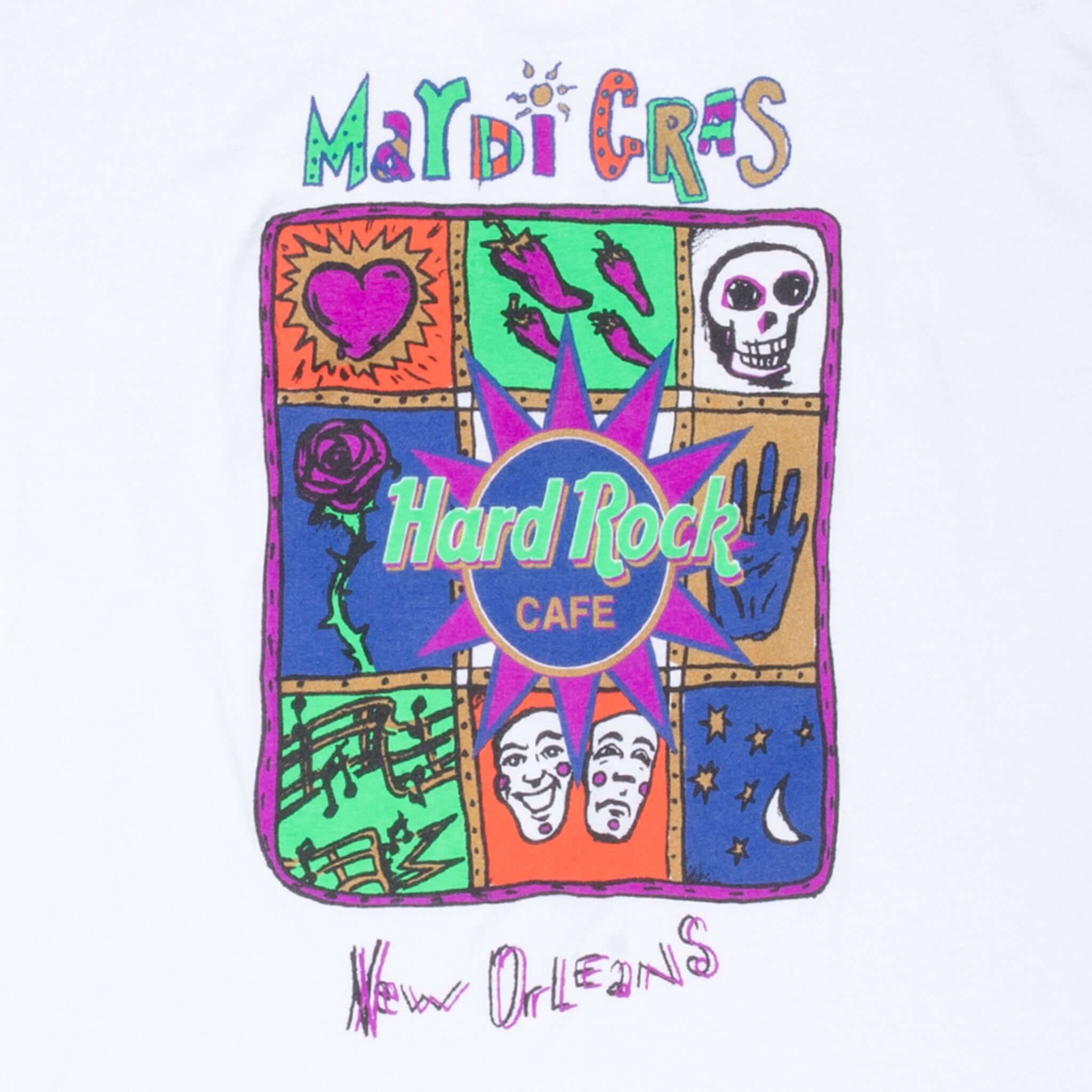 Vintage Hard Rock Cafe Mardi Gras New Orleans Tee Shirt 1990S Large Made In Usa With Single Stitch Sleeves
