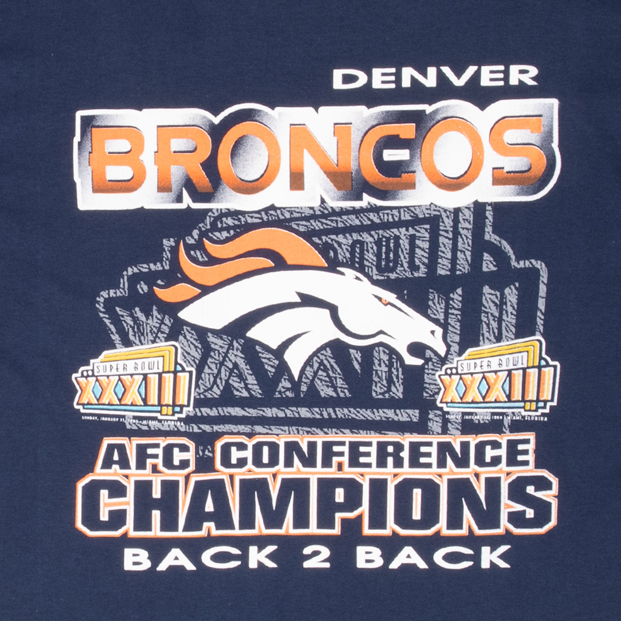 VINTAGE NFL DENVER BRONCOS AFC CHAMPIONS 1999 TEE SHIRT LARGE