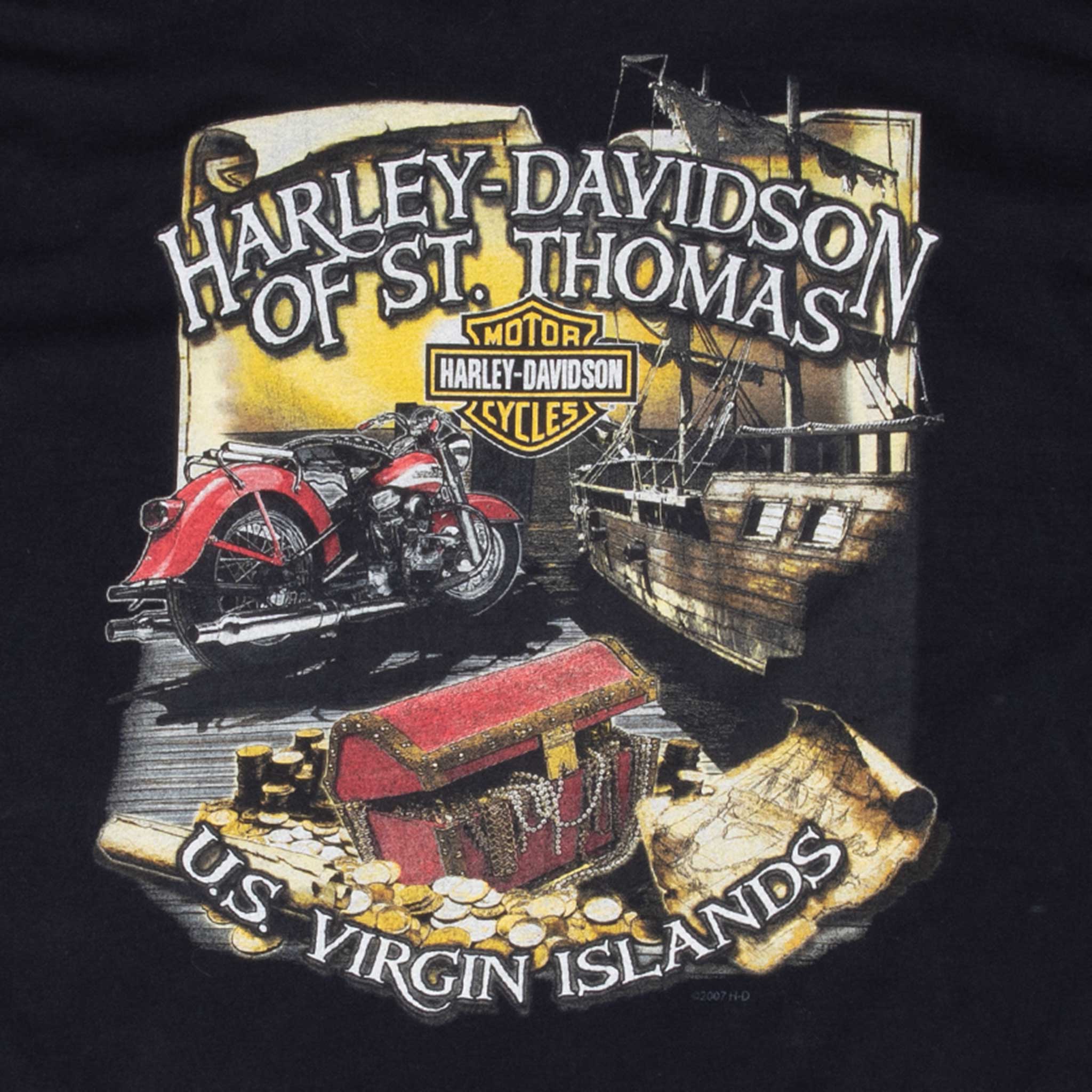 Vintage Harley Davidson Us Virgin Island 2007 Tee Shirt Size Large Made In Usa